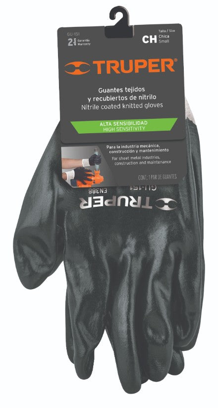 Truper GU-152 Guantes de poliéster con recubrimiento de nitrilo, medianos