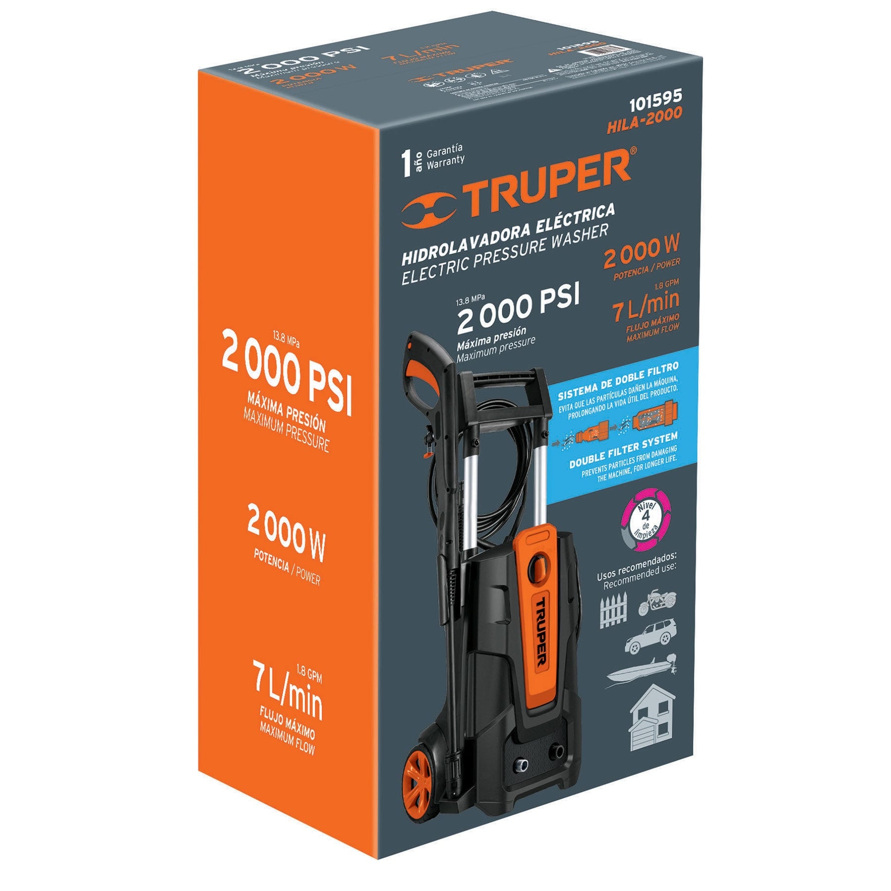 HILA-2000 Hidrolavadora eléctrica 2000 PSI, Truper