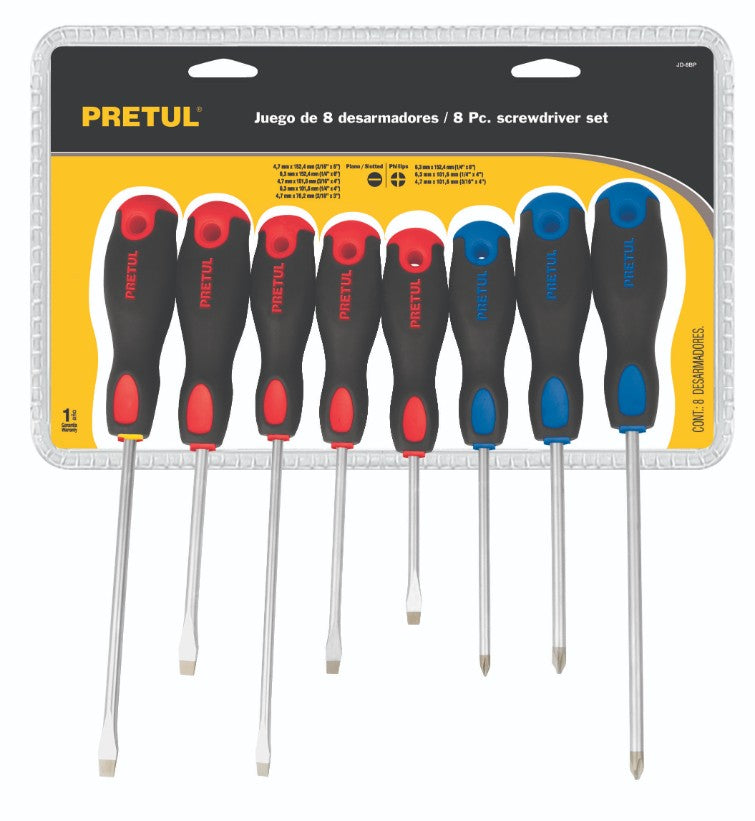 Pretul JD-8BP Juego de desarmadores, 8 piezas, mango Comfort Grip, Pretul