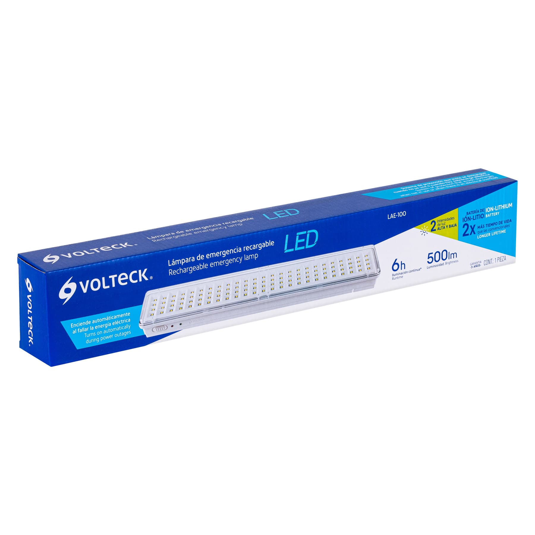 Volteck LAE-100 Lámpara de emergencia recargable 500 lm, 100 LED