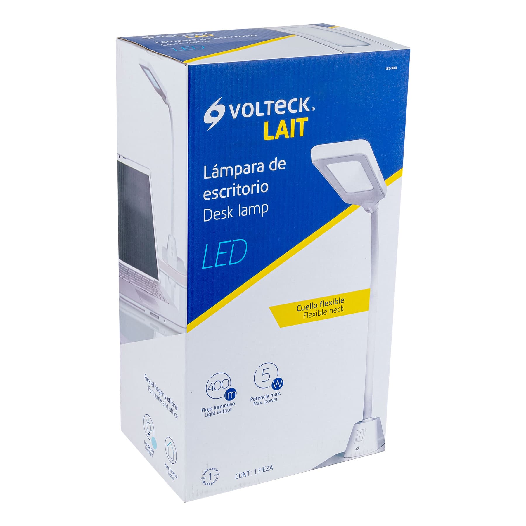 Volteck LES-100L Lámpara de escritorio de LED, blanca, 5W