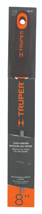 Truper LRB-8T Lima redonda, bastarda, 8', con mango doble inyección