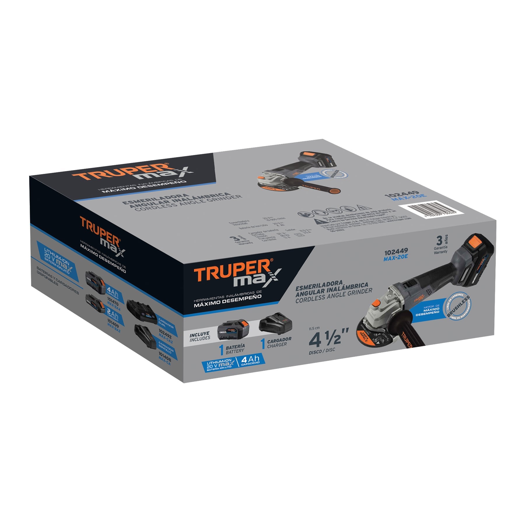 Expert MAX-20E Esmeriladora angular inalámbrica 4-1/2", 20V, sin carbones