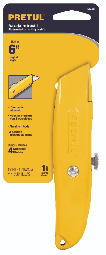 Pretul NM-6P Navaja multiusos, cuchilla rectráctil, 6', con 3 cuchillas
