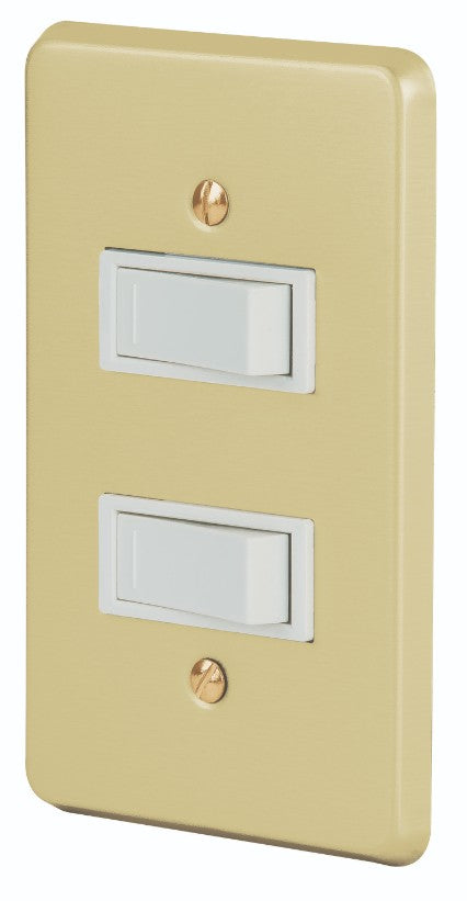 Volteck PA-APDO-E Placa armada 2 interruptores sencillos, línea Económica
