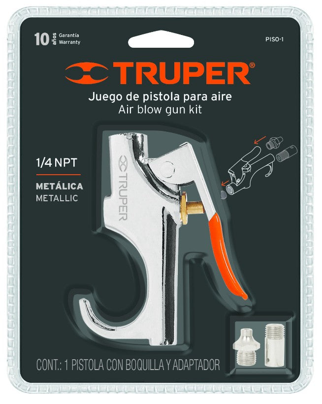 Truper PISO-1 Pistola metálica para sopletear, cuerda 1/4 NPT