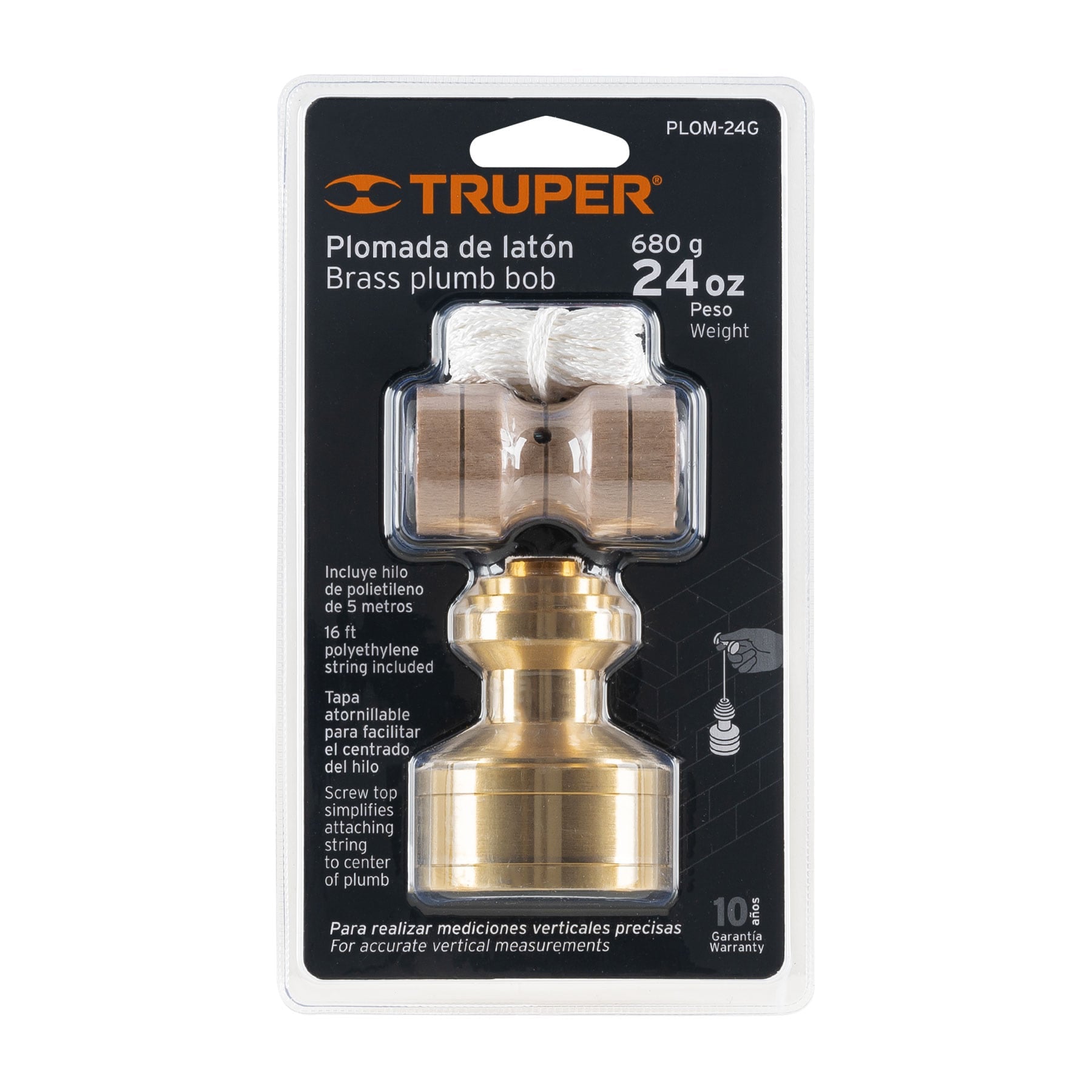 Truper PLOM-24G Plomada de latón 24 oz tipo Guatemala