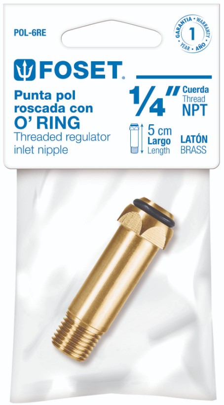 Foset POL-6RE Punta pol 1/4' x 5 cm con rosca y O-ring