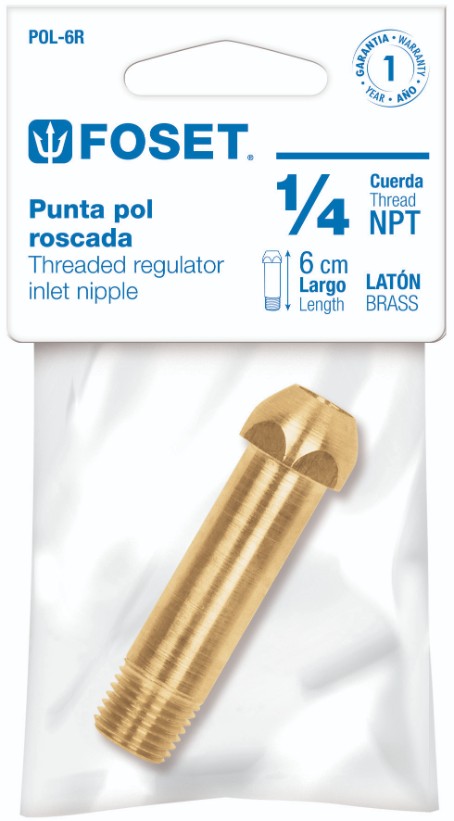 Foset POL-6R Punta pol 1/4' x 6 cm de rosca