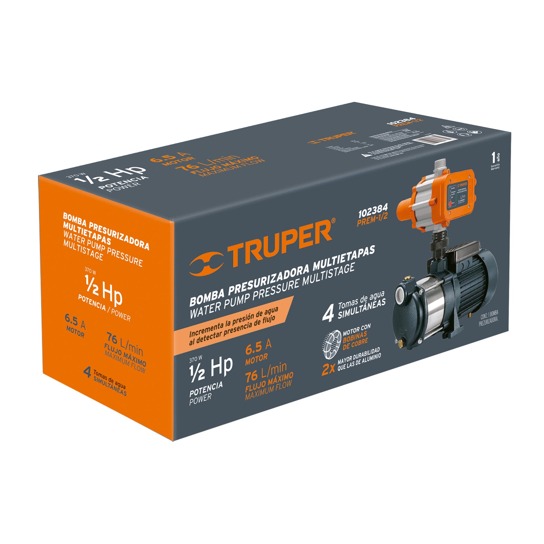 Truper PREM-1/2 Bomba presurizadora multietapas 1/2 HP