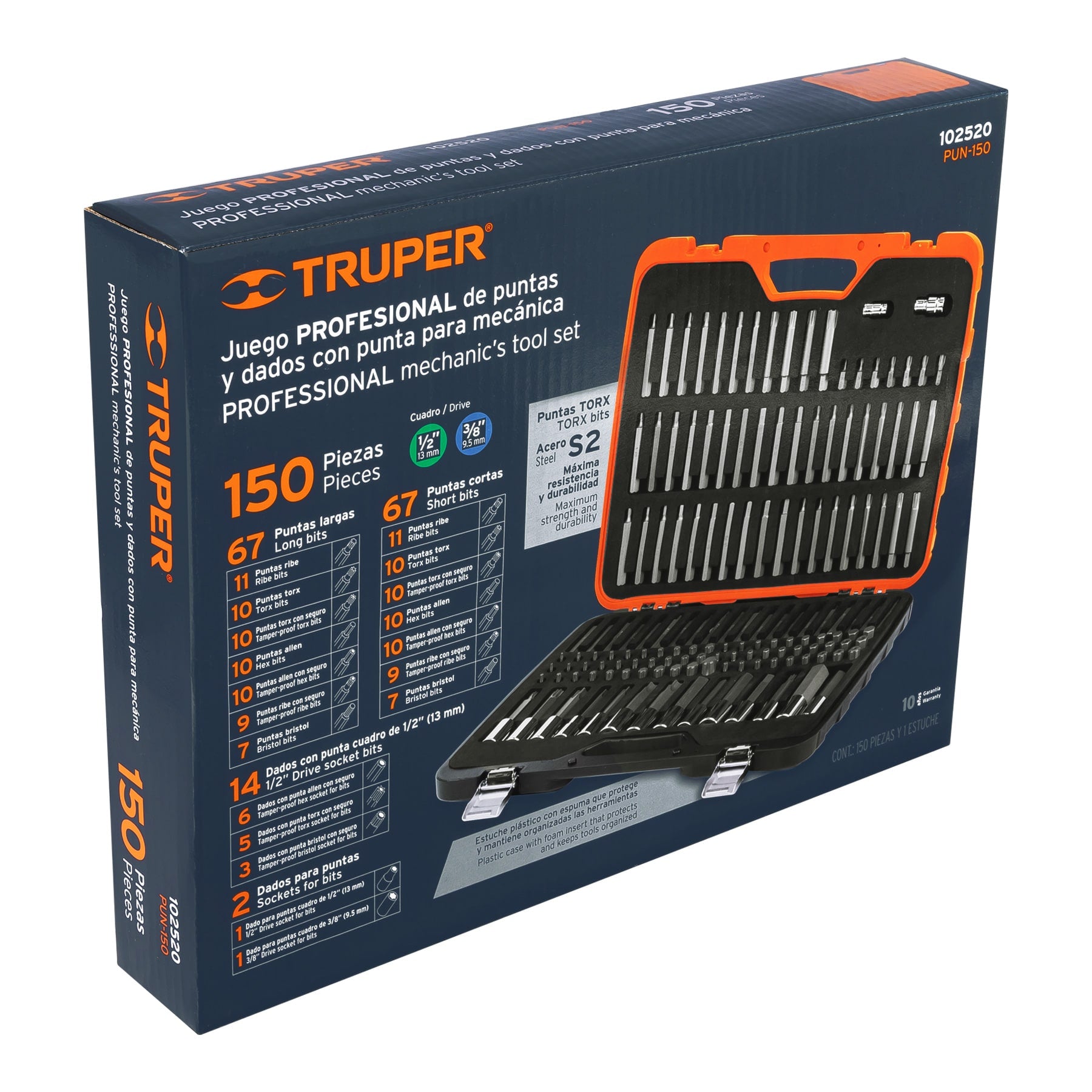 Juego Profesional de Puntas y Dados para Mecánica 150 Pzas - Truper PUN-150