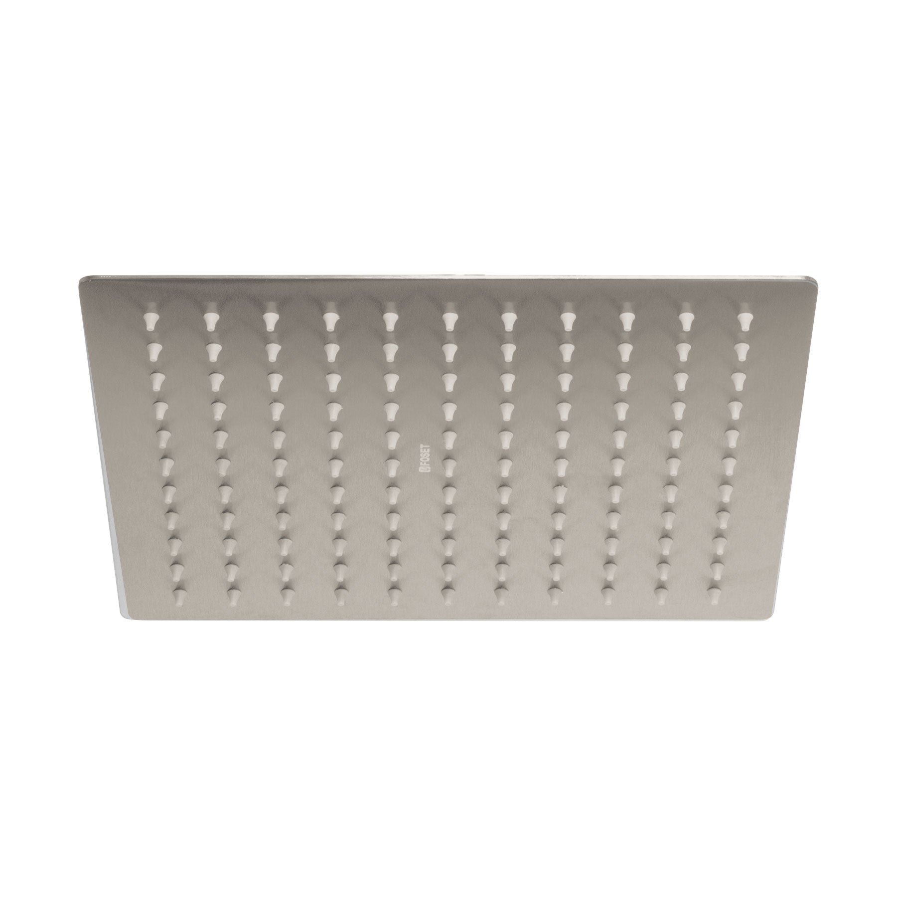 Foset R-310SN Regadera satín 10' plato cuadrado delgado sin brazo, Riviera