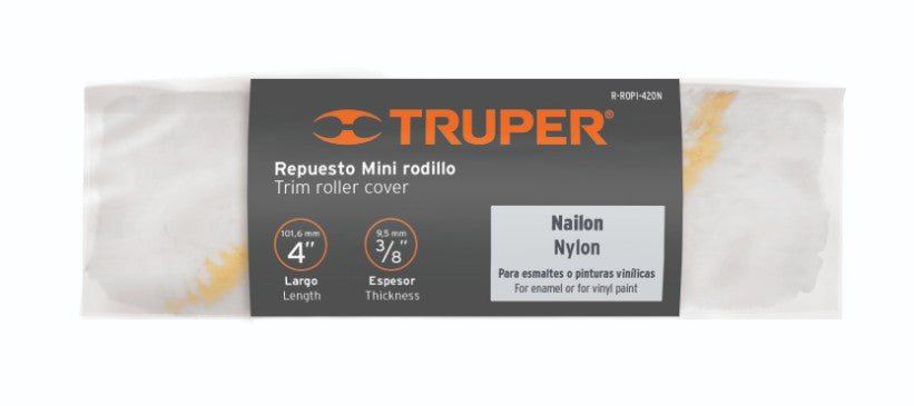 Truper R-ROPI-420N Felpa para mini rodillo, poliéster 4 x 3/8'