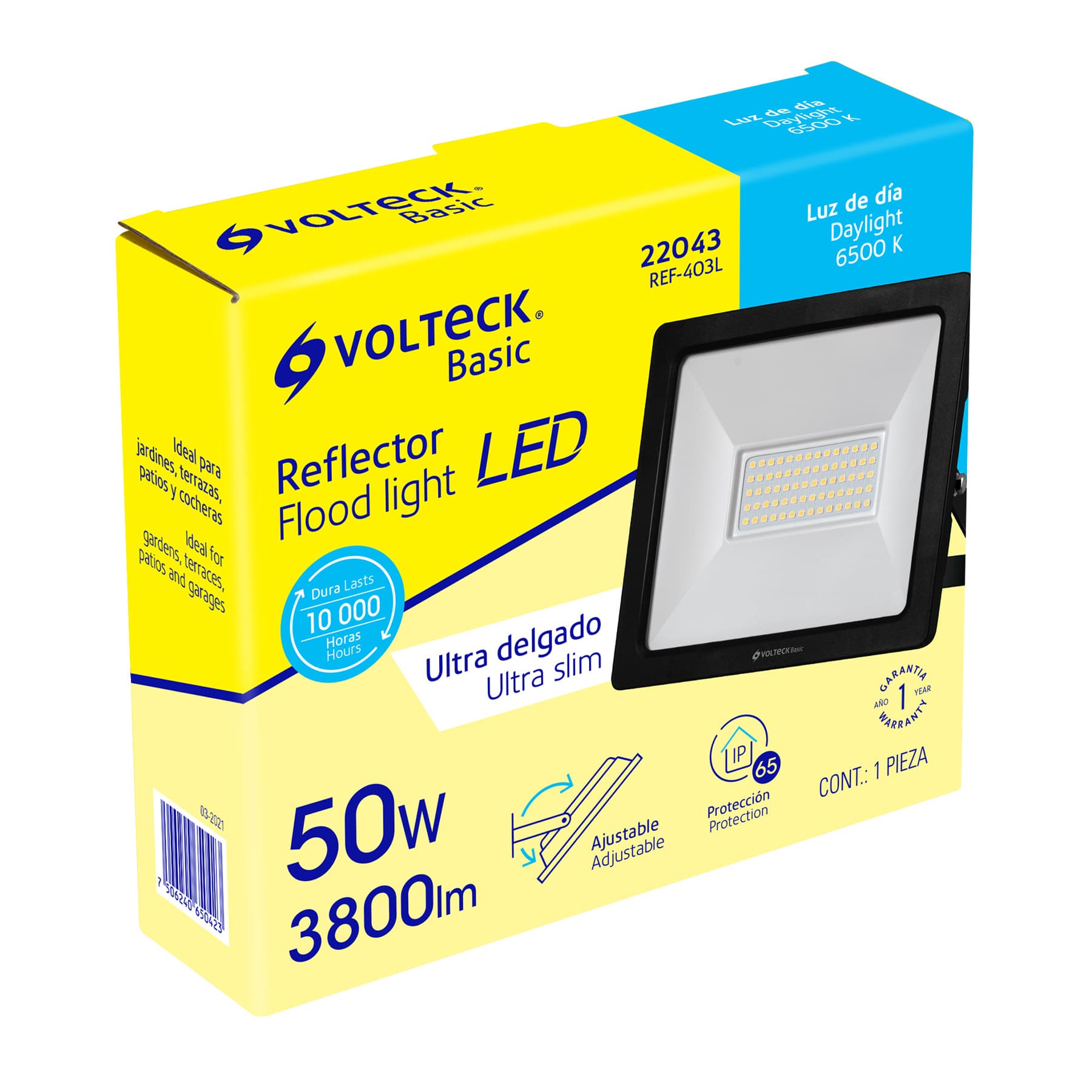 Volteck REF-403L Reflector ultra delgado LED 50 W luz de día, Volteck Basic