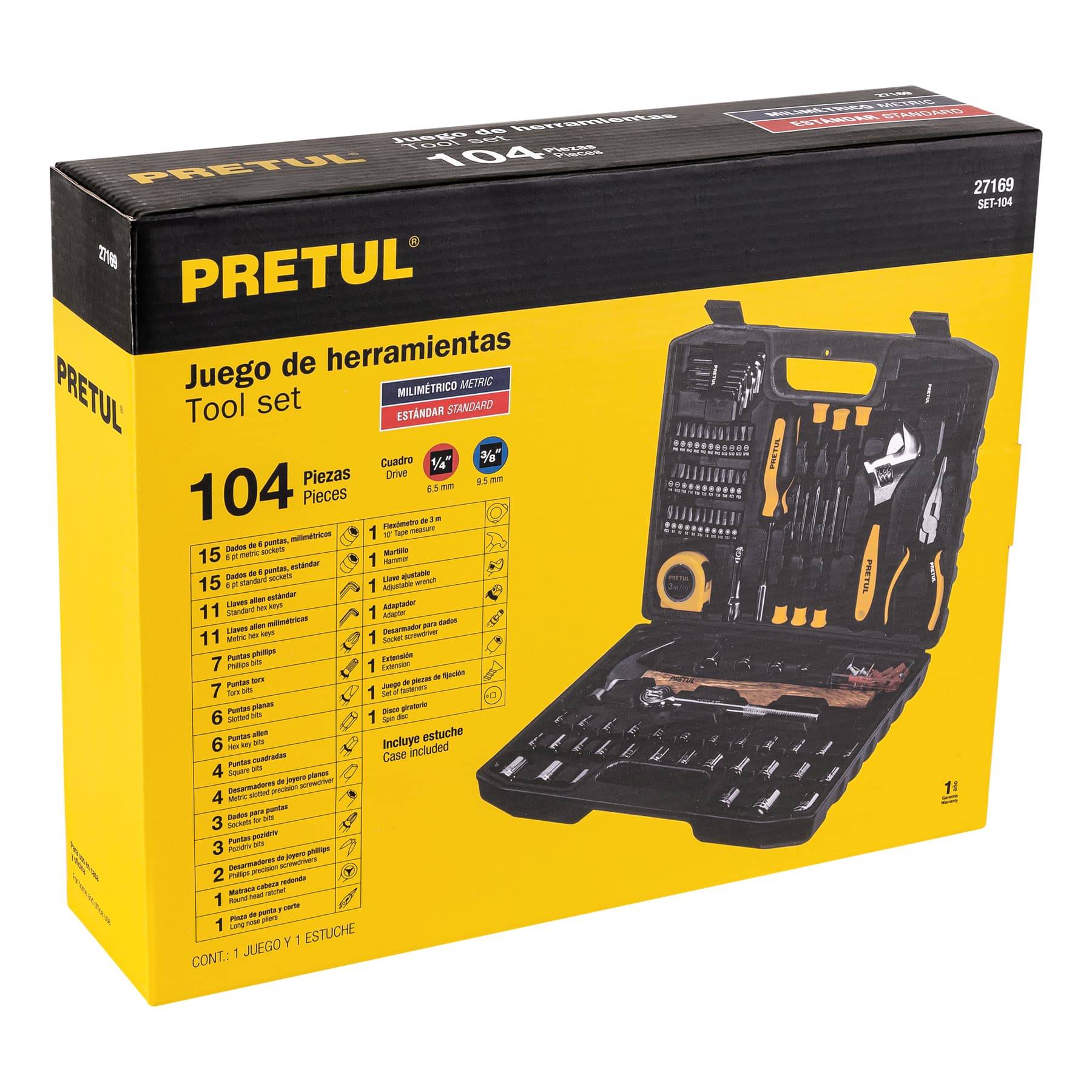 Juego de Herramientas Pretul SET-104 - 104 Piezas con Estuche Rígido