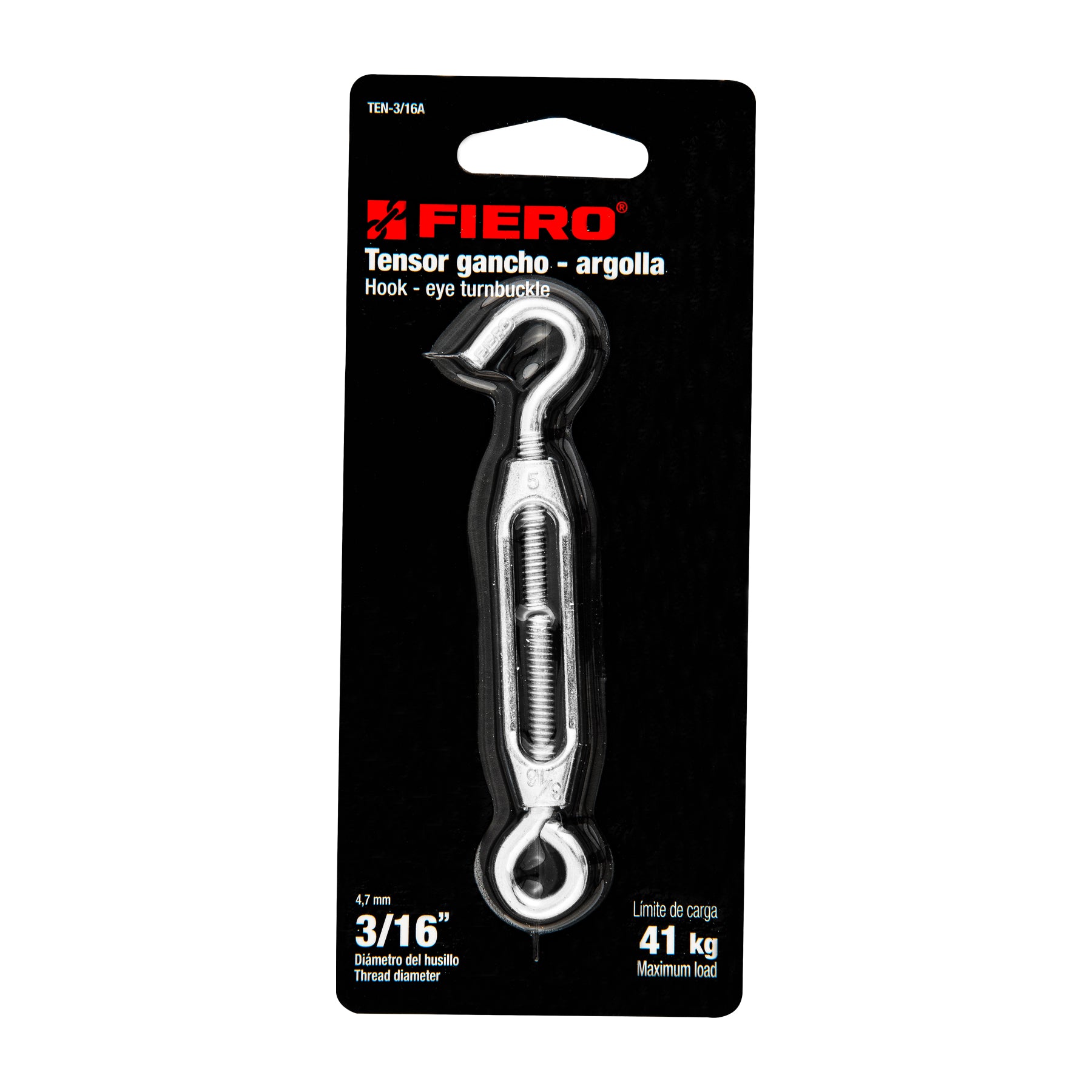 Fiero TEN-3-16A Tensor zinc 3/16' gancho-argolla
