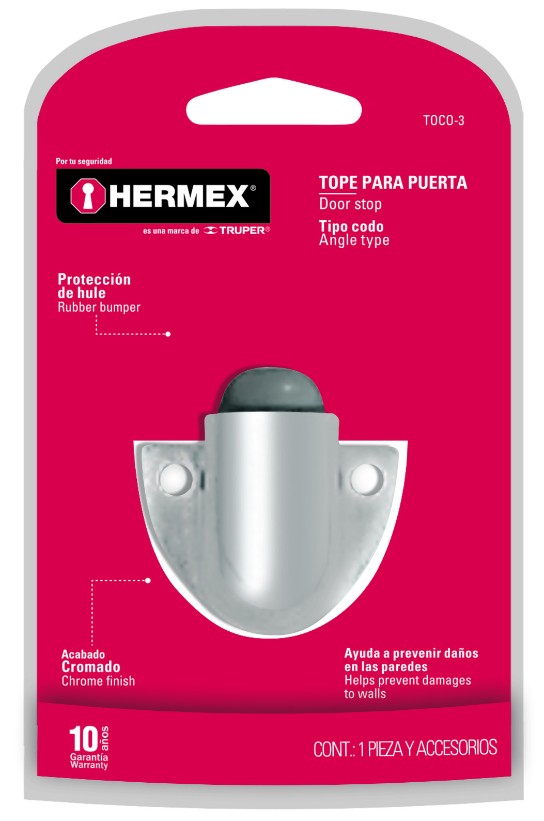 Hermex TOCO-3 Tope tipo codo, cromado