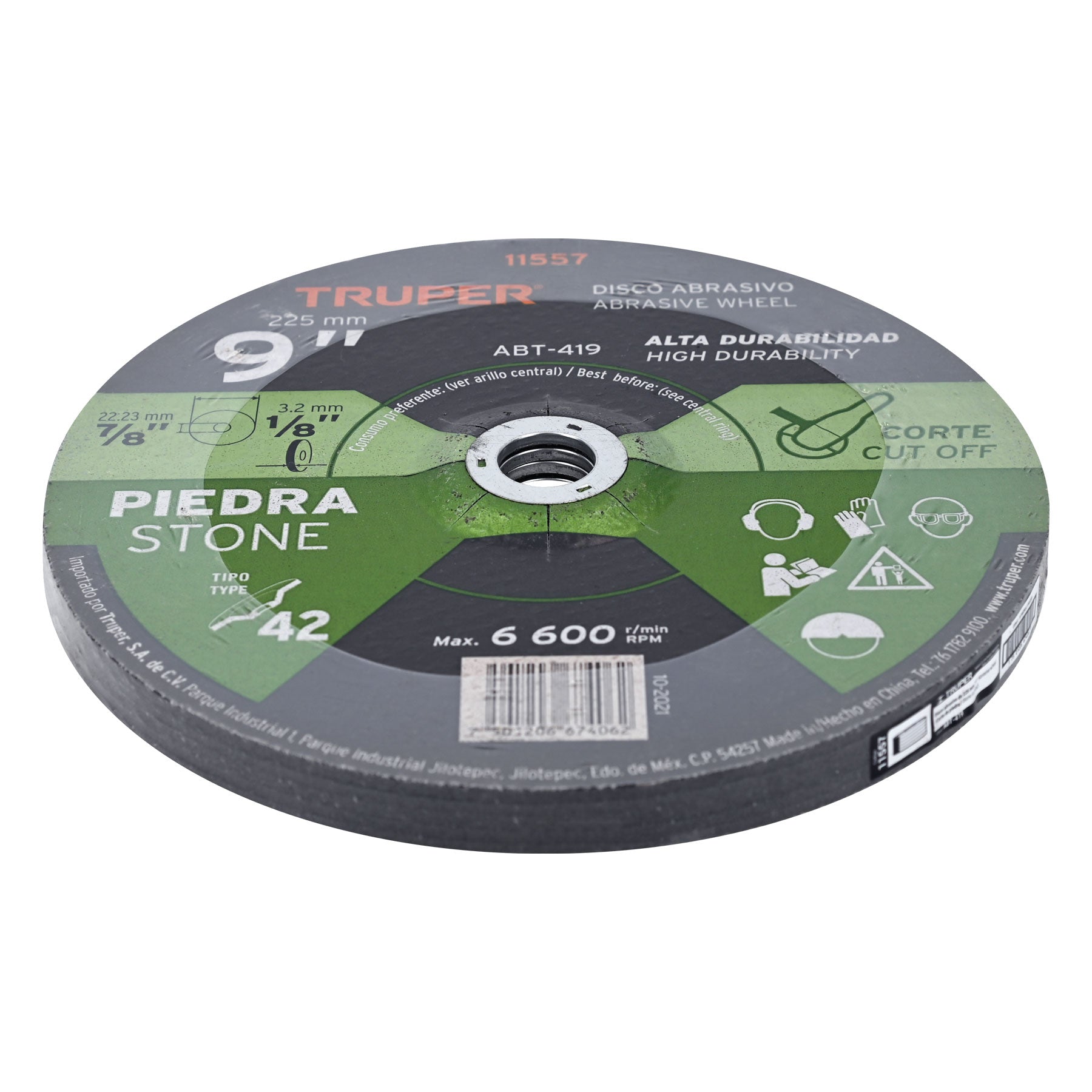 Truper ABT-419 Disco para corte de piedra, tipo 42, diámetro 9'