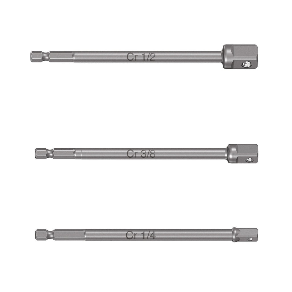 Truper ADA-3L Juego adaptadores largos p/dados,1/4, 3/8 y 1/2', 3 piezas - Ferrenacional
