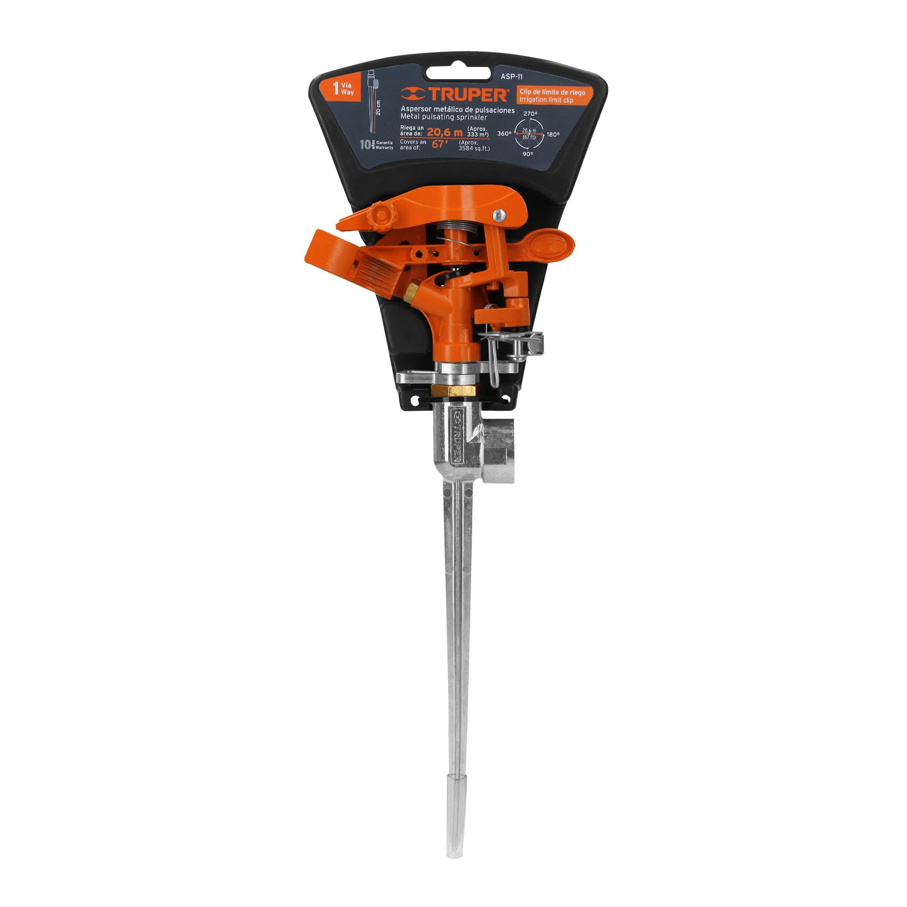 Truper ASP-11 Aspersor metálico una vía, estaca de 11'