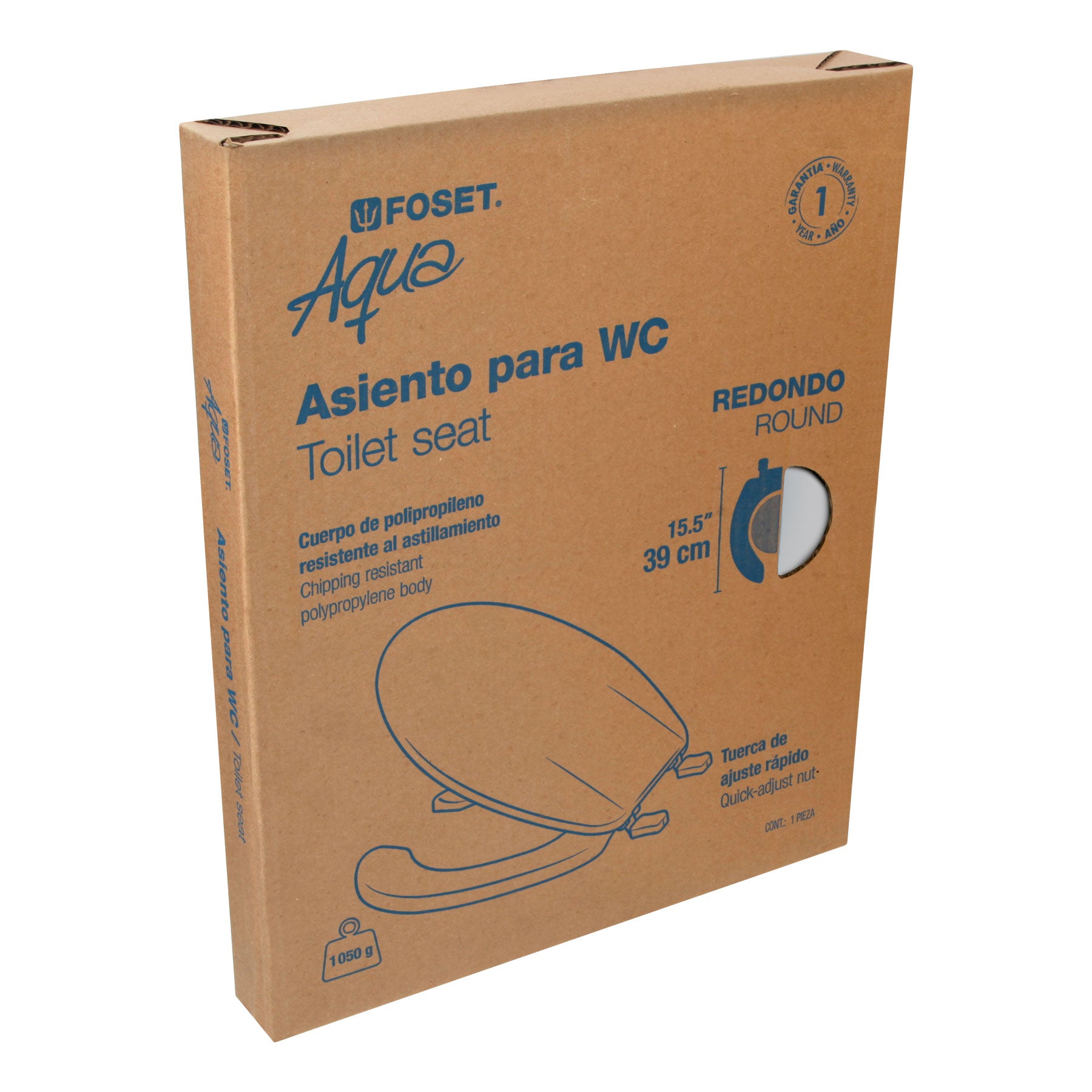 Foset AWC-40B Asiento redondo para WC, abierto, blanco - Ferrenacional