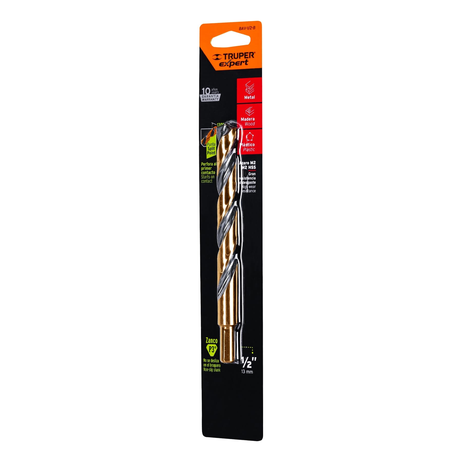 Expert BAV-1/2-B Broca HSS 1/2' Trugold para metal en blíster