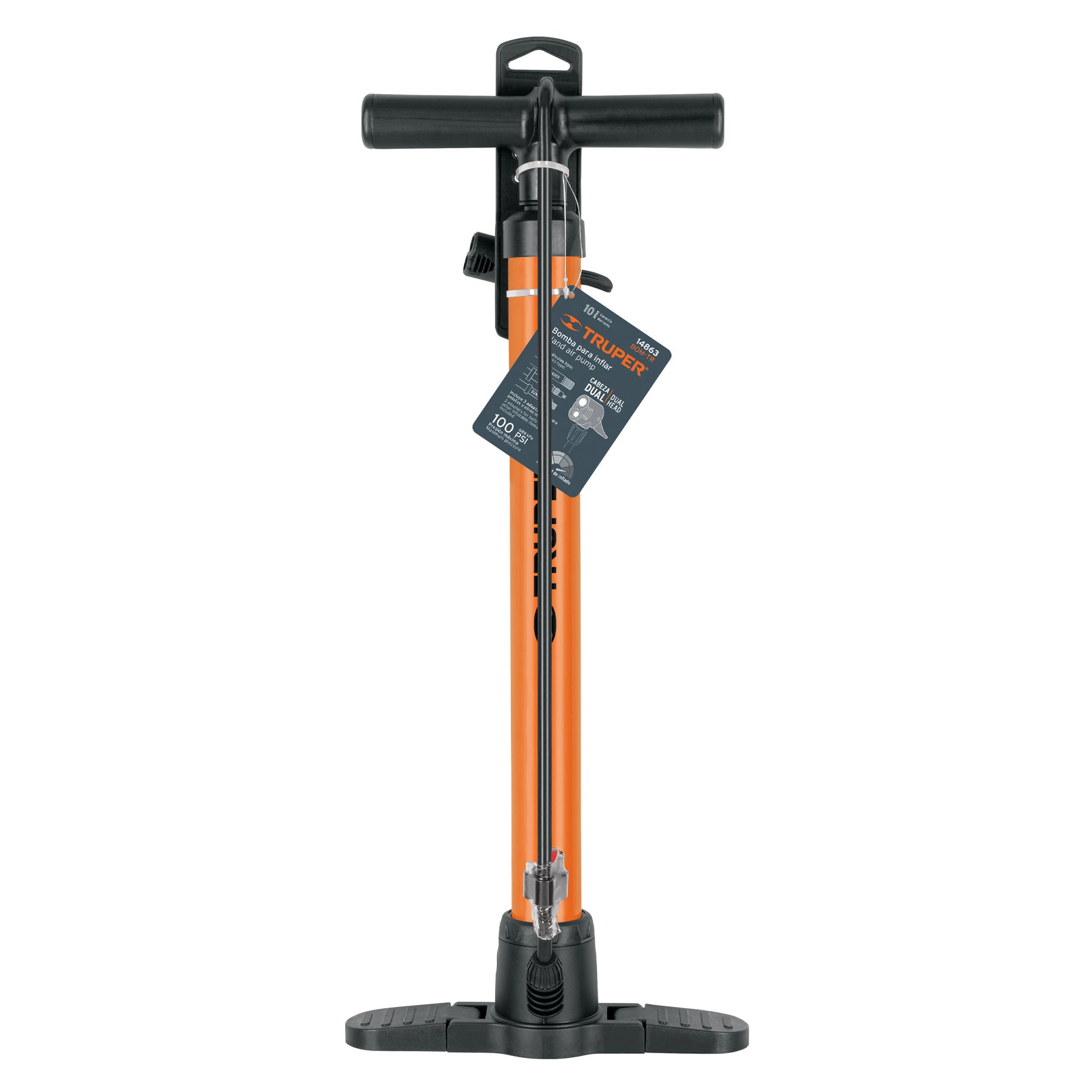 Truper BOM-TR Bomba manual para inflar, 100 PSI
