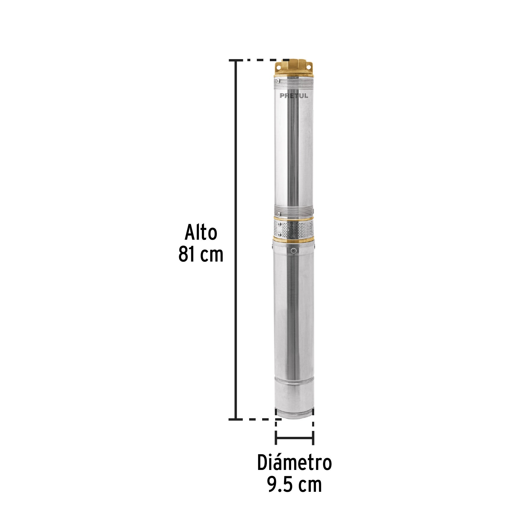 28202 BOS-1-1/2LMP Bomba sumergible tipo bala, 1-1/2HP, uso agrícola, PRETUL