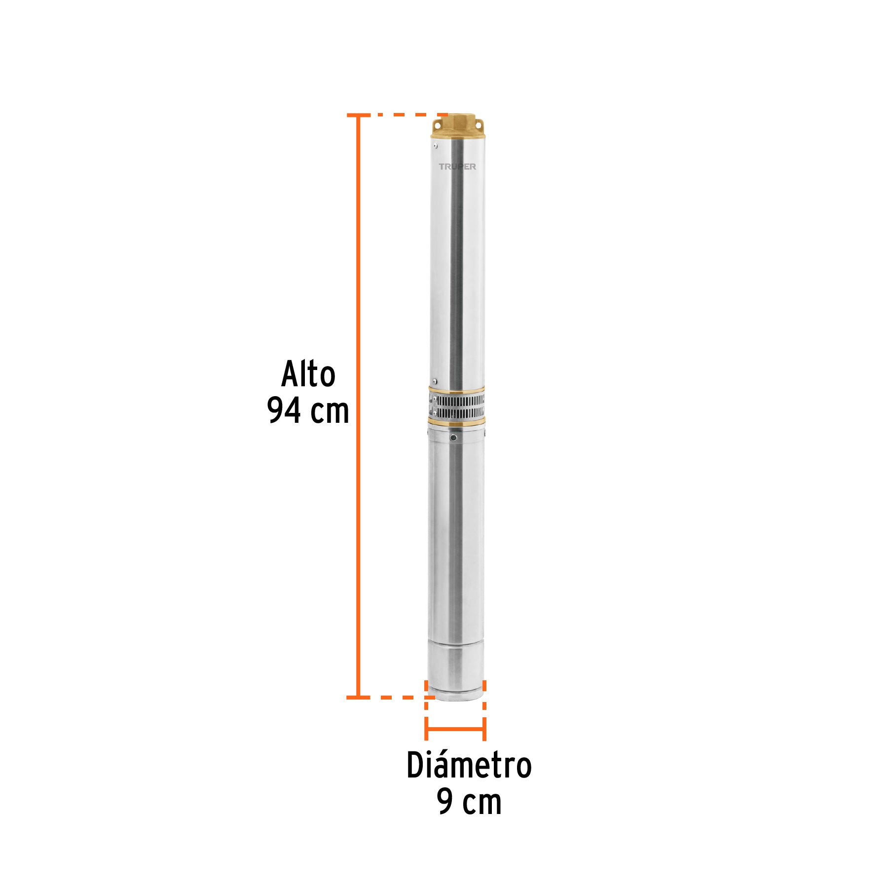 102977 BOS-2LM-2 Bomba sumergible tipo bala, 2HP, uso agrícola, 220V, TRUPER
