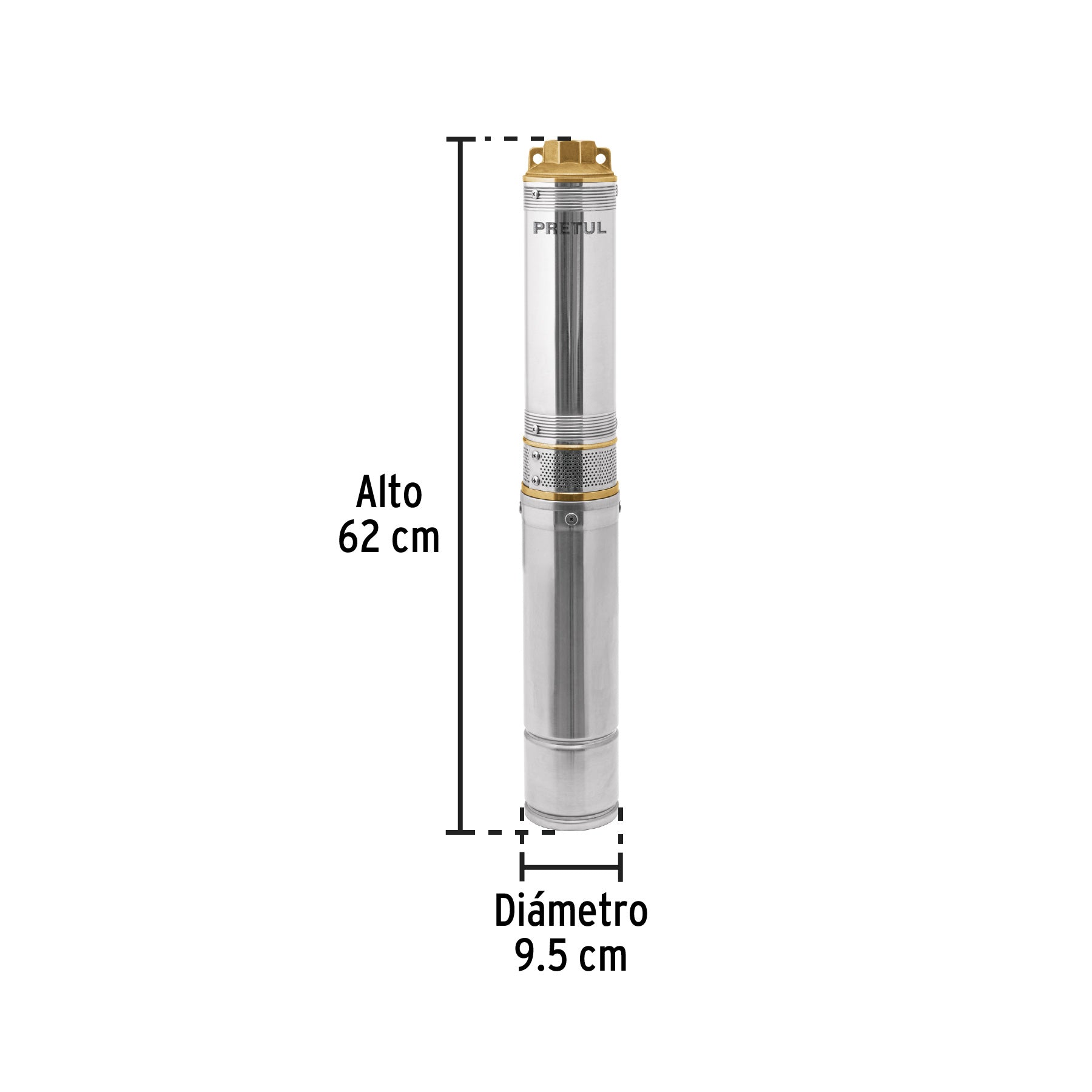 28204 BOS-3/4LMP Bomba sumergible tipo bala, 3/4HP, uso agrícola, PRETUL