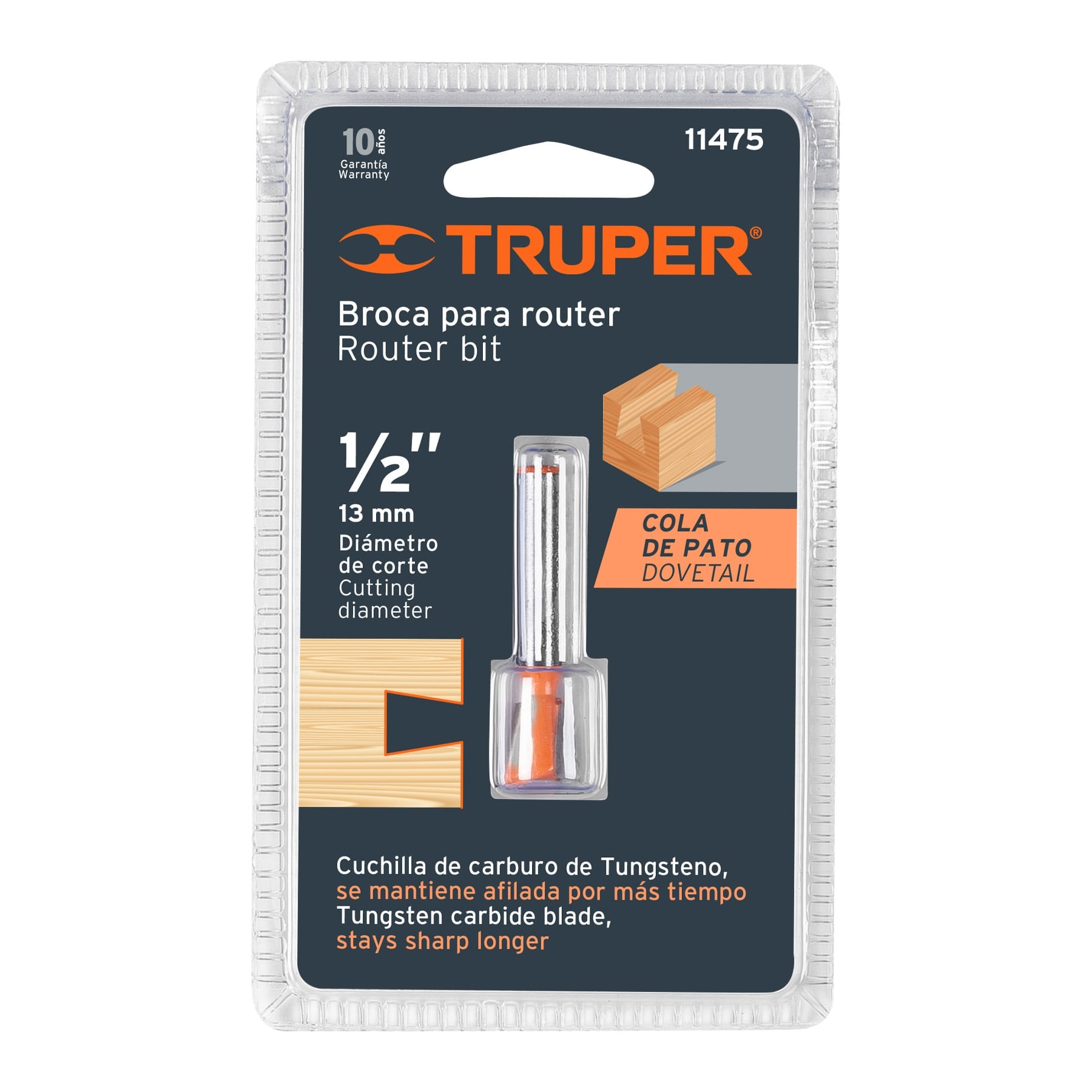 Truper BROU-CP1/2 Broca para router, cola de pato, 1/2'