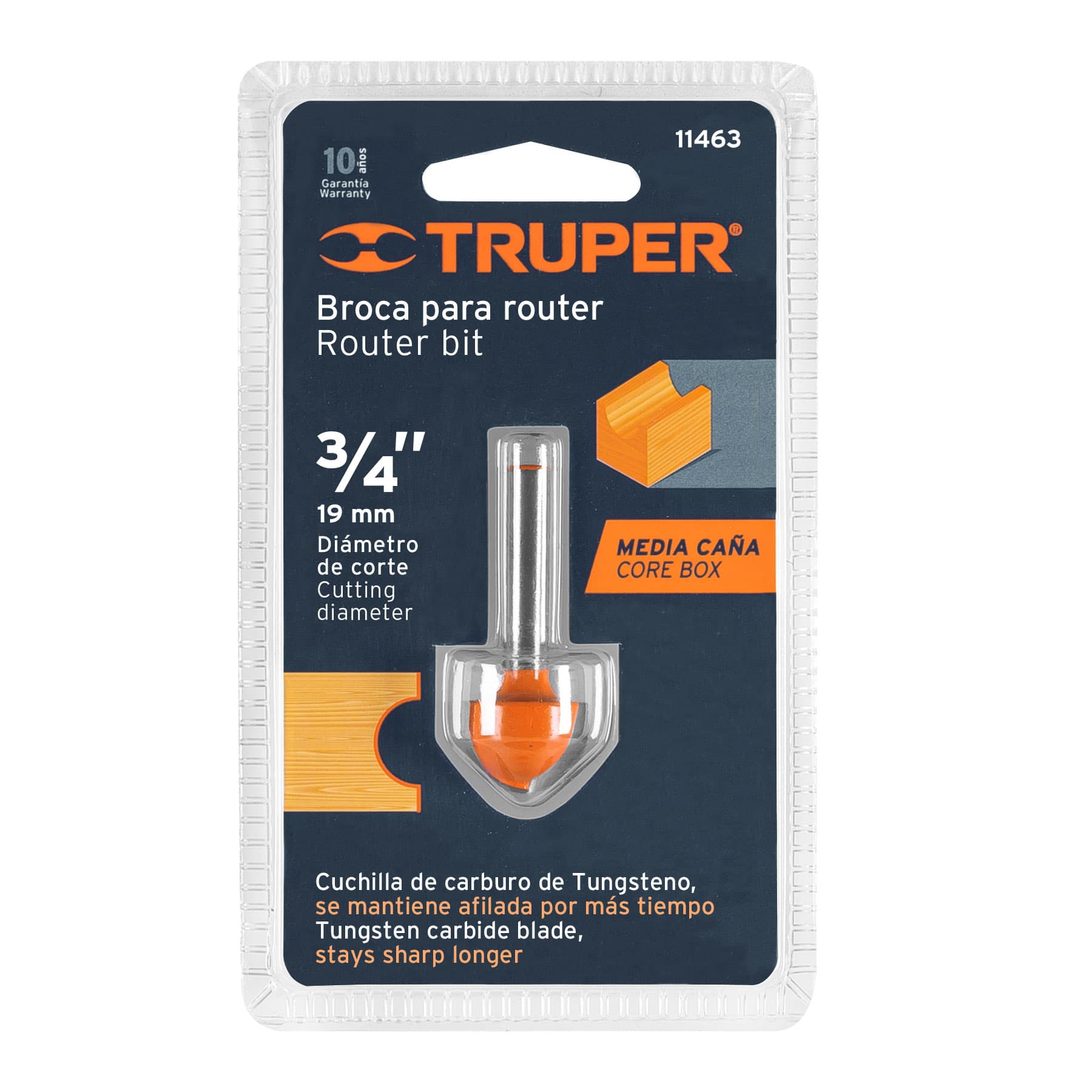 Truper BROU-MC3/4 Broca para router, media caña, 3/4'