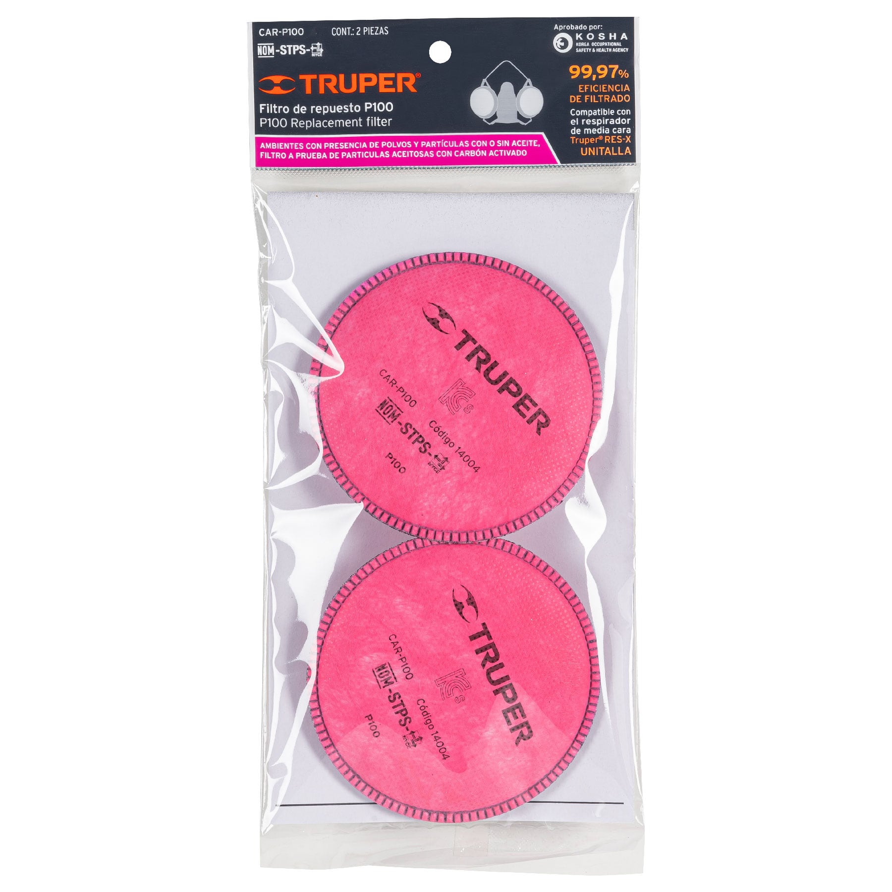 Truper CAR-P100 Filtro de repuesto, R95, bolsa con 2 pzas