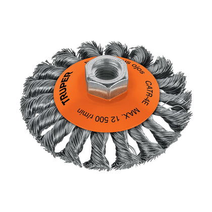 Truper CATR-4E Carda tipo cónico 4', alambre trenzado, 5/8'-11
