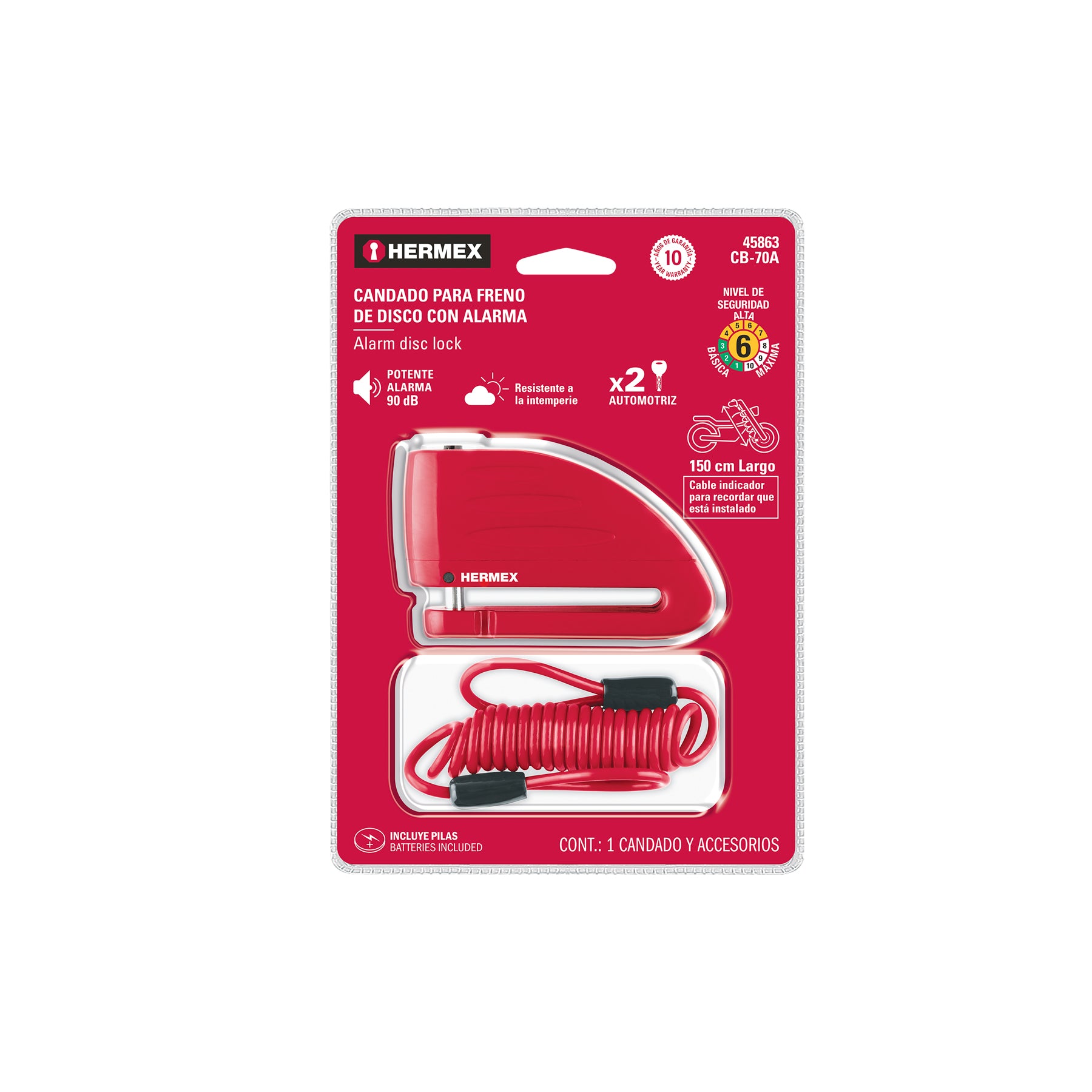 Candado para Disco de Motocicleta con Alarma - CB-70A