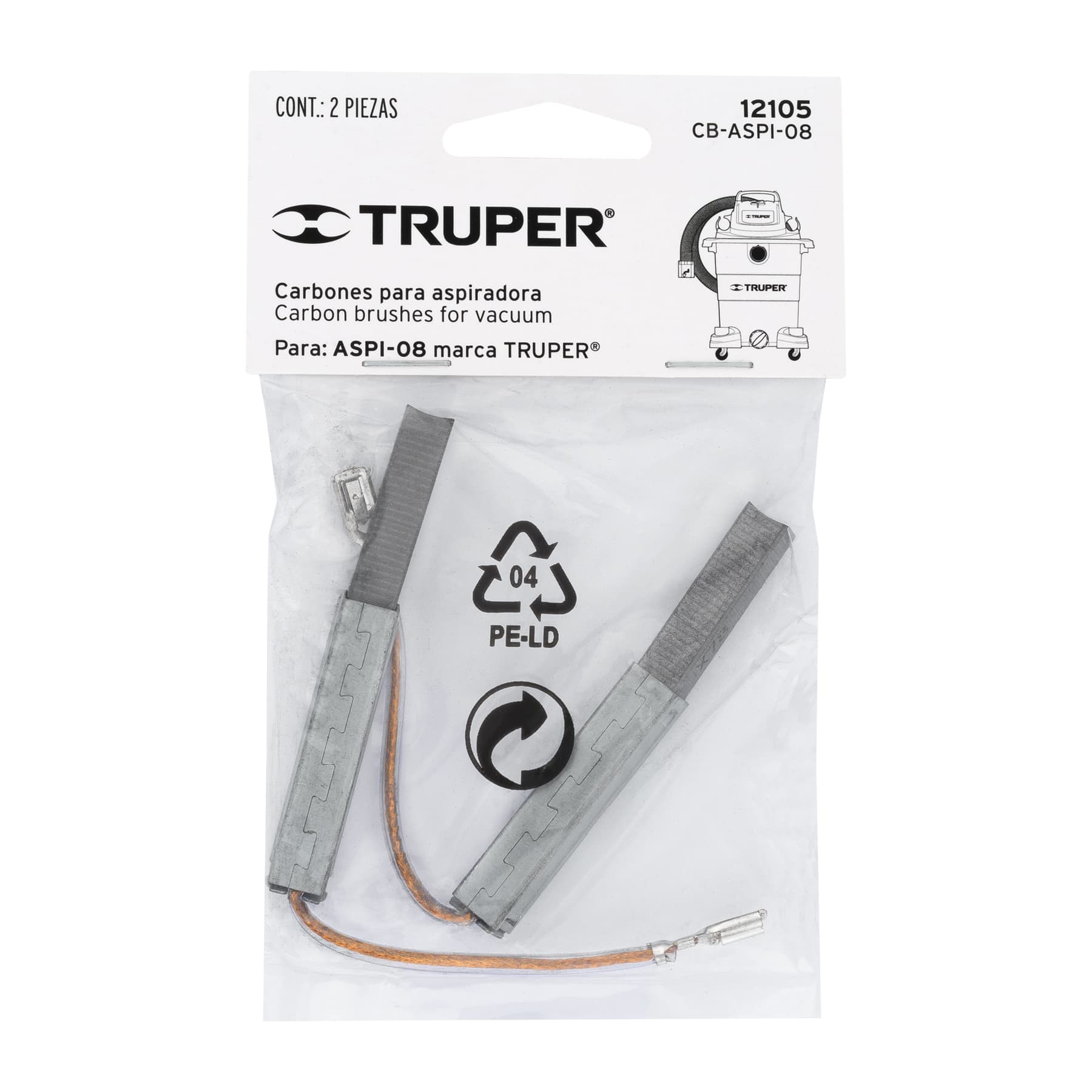 Truper CB-ASPI-08 Bolsa con 2 carbones de repuesto para ASPI-08