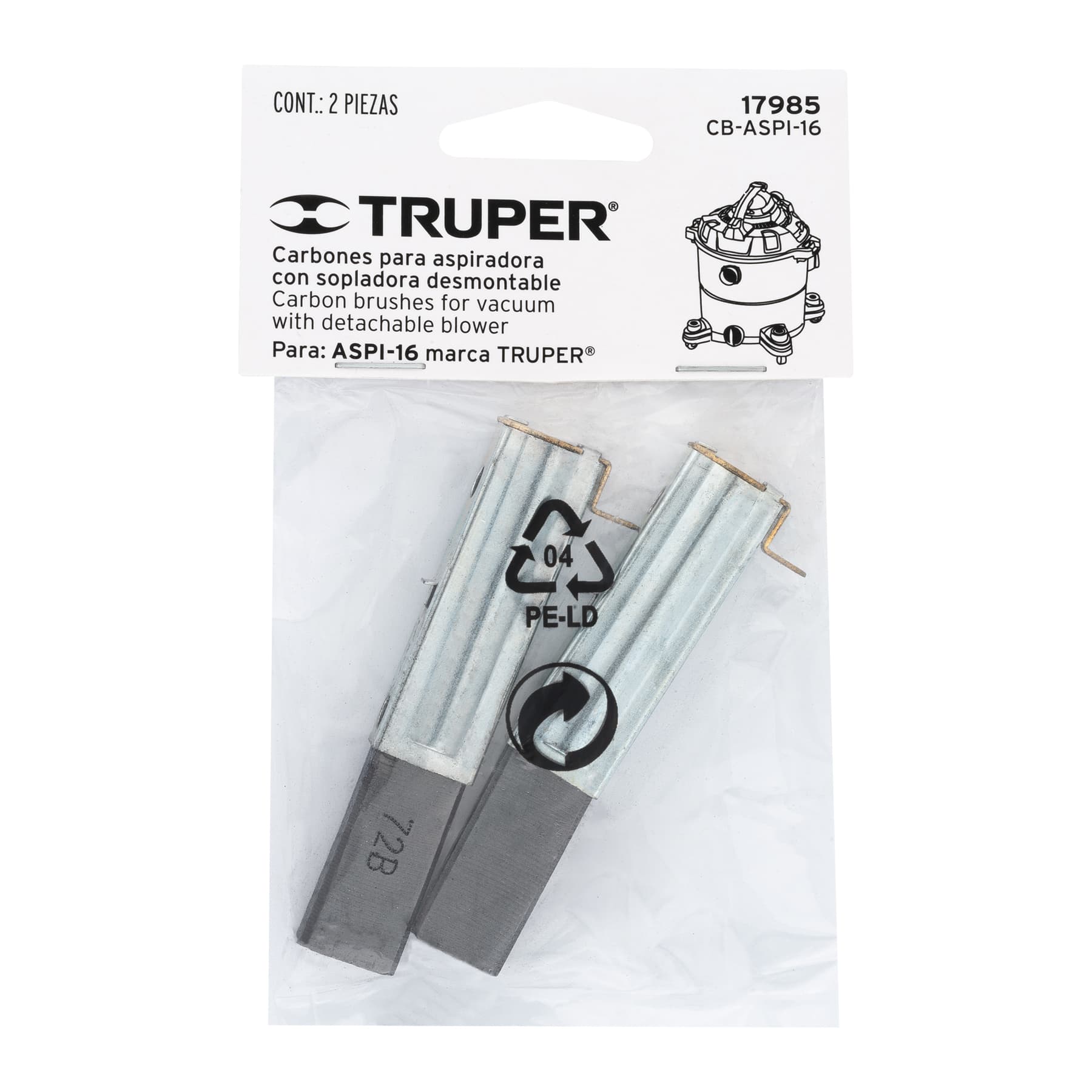 Truper CB-ASPI-16 Bolsa con 2 carbones de repuesto para ASP-16