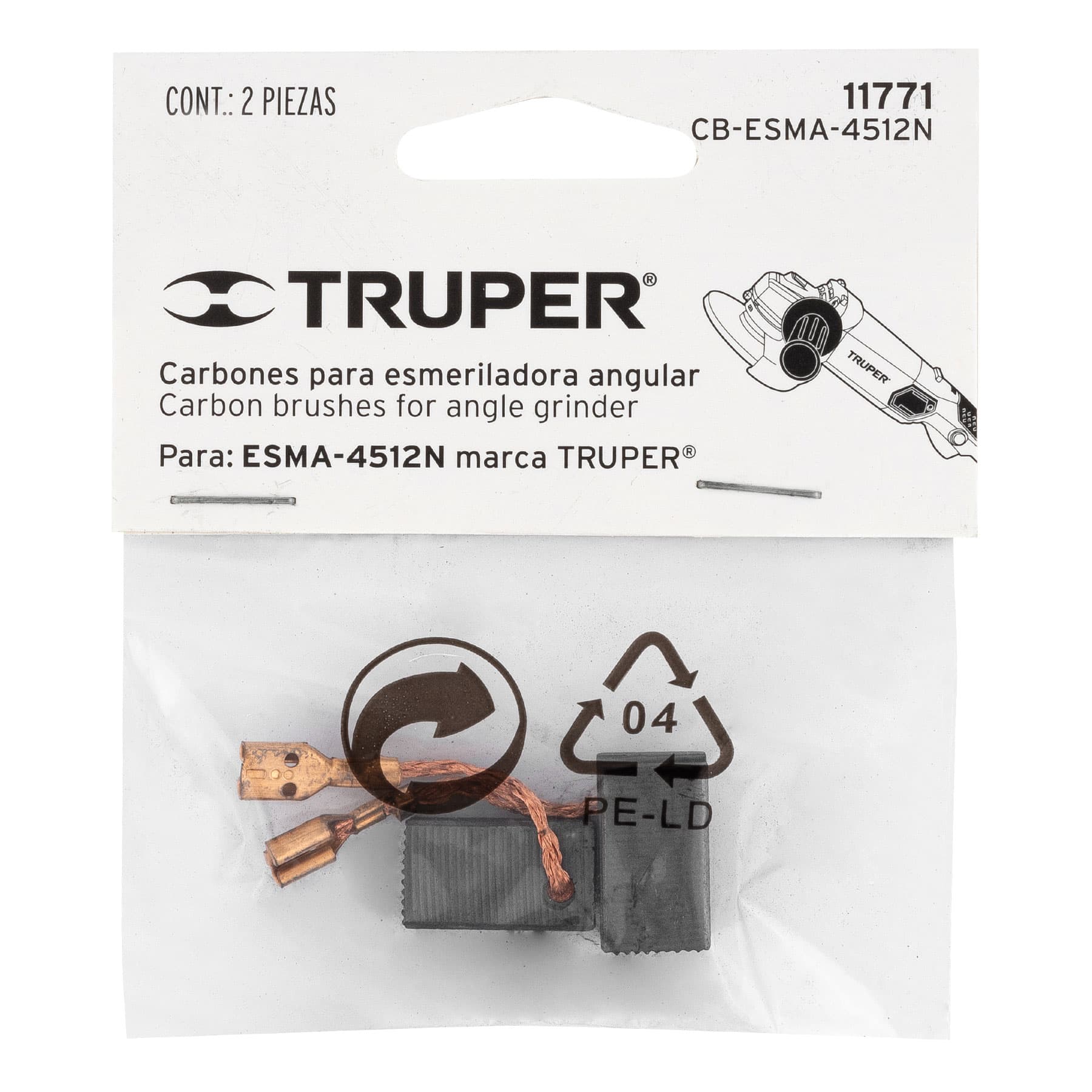 Truper CB-ESMA-4512N Bolsa con 2 carbones de repuesto para ESMA-4512N