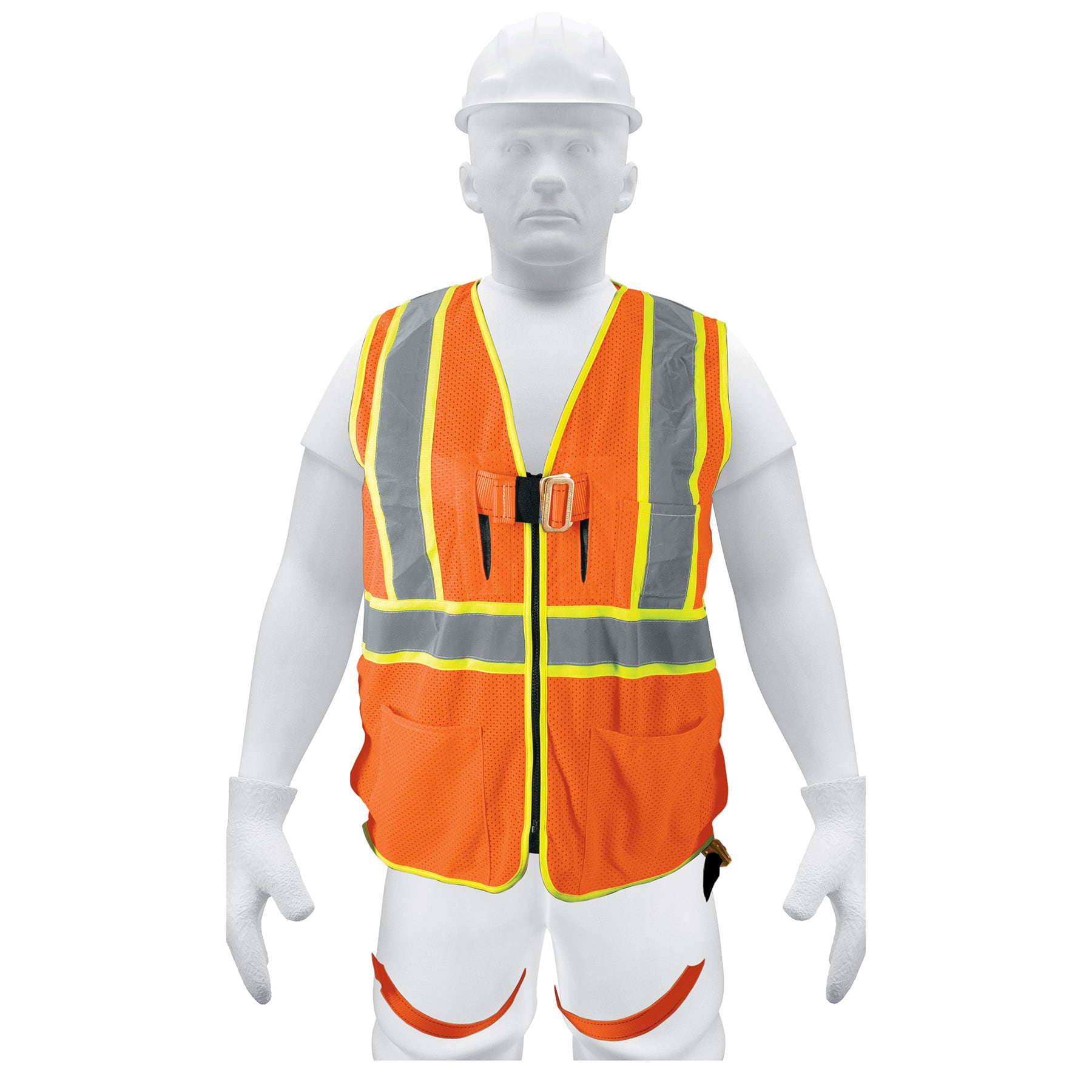 Truper CHS-700NA Chaleco de seguridad para arnés, alta visibilidad, naranja