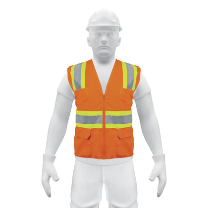 Truper CHS-700N Chaleco de seguridad, maxima visibilidad, con bolsas,naranja