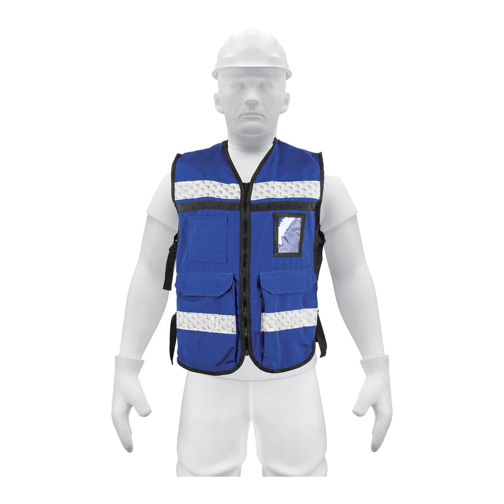 Truper CHS-900AR Chaleco brigadista con cintas reflejantes, color azul rey