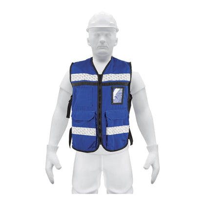 Truper CHS-900AR Chaleco brigadista con cintas reflejantes, color azul rey