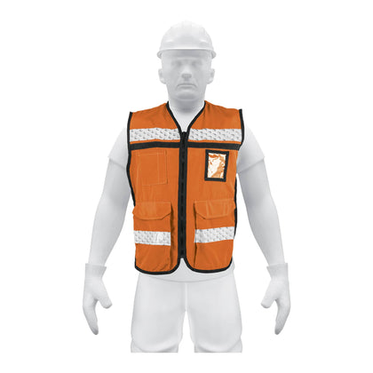 Truper CHS-900N Chaleco brigadista con cintas reflejantes, color naranja