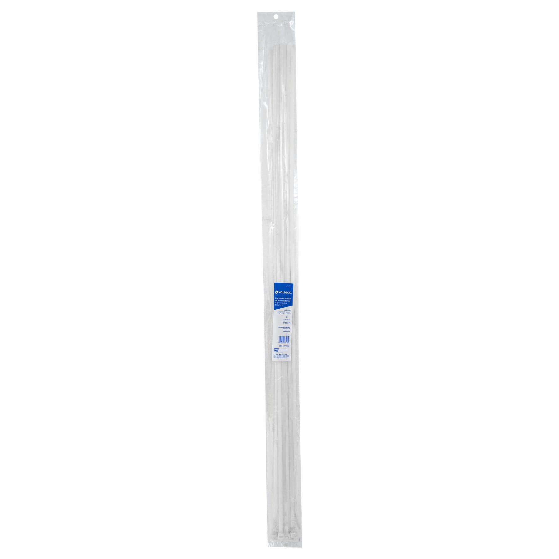 Volteck CIN-17590 Bolsa con 10 cinchos plásticos 175 lb, 900x9 mm, naturales