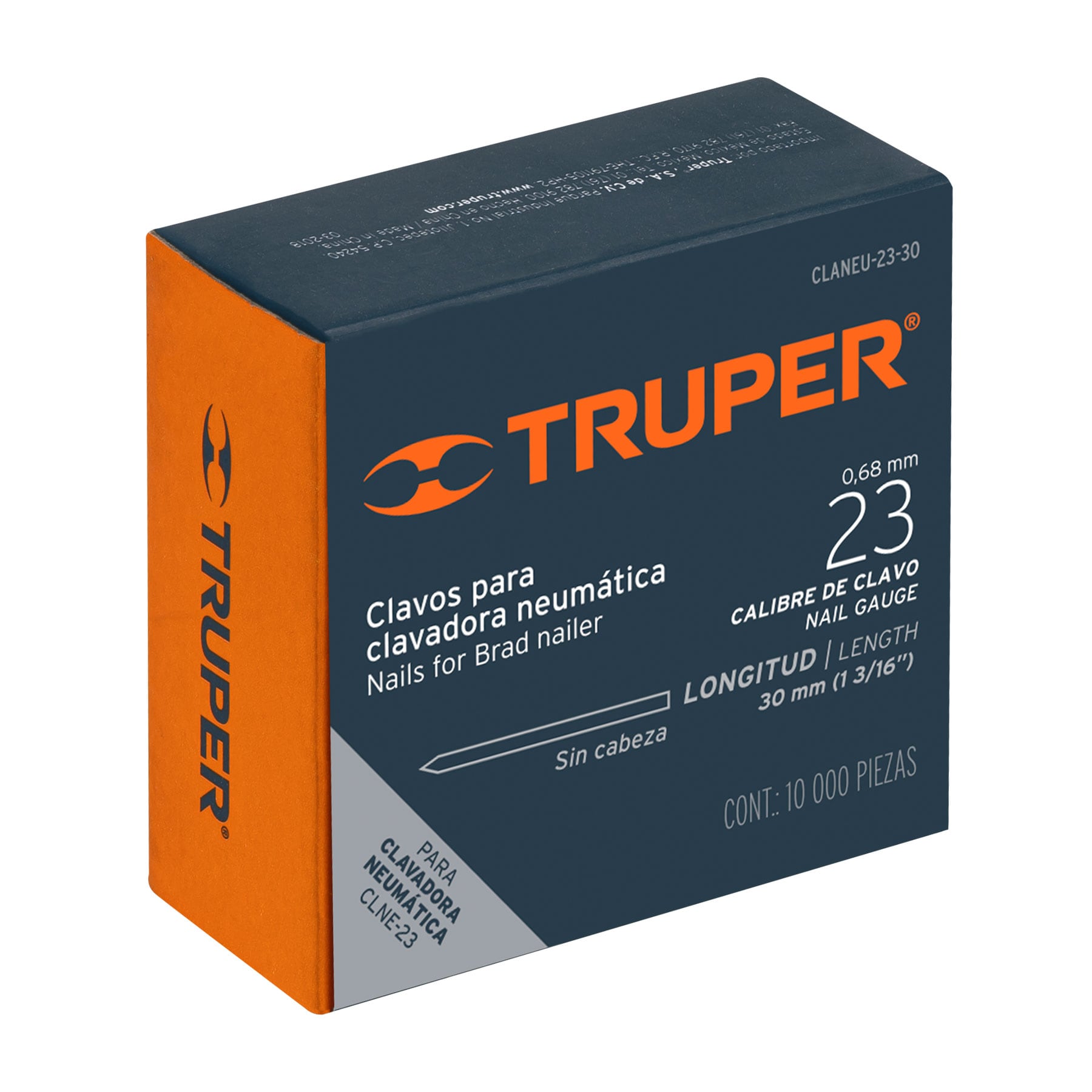 Truper CLANEU-23-30 Caja con 10000 clavos calibre 23, 30 mm para CLNE-23