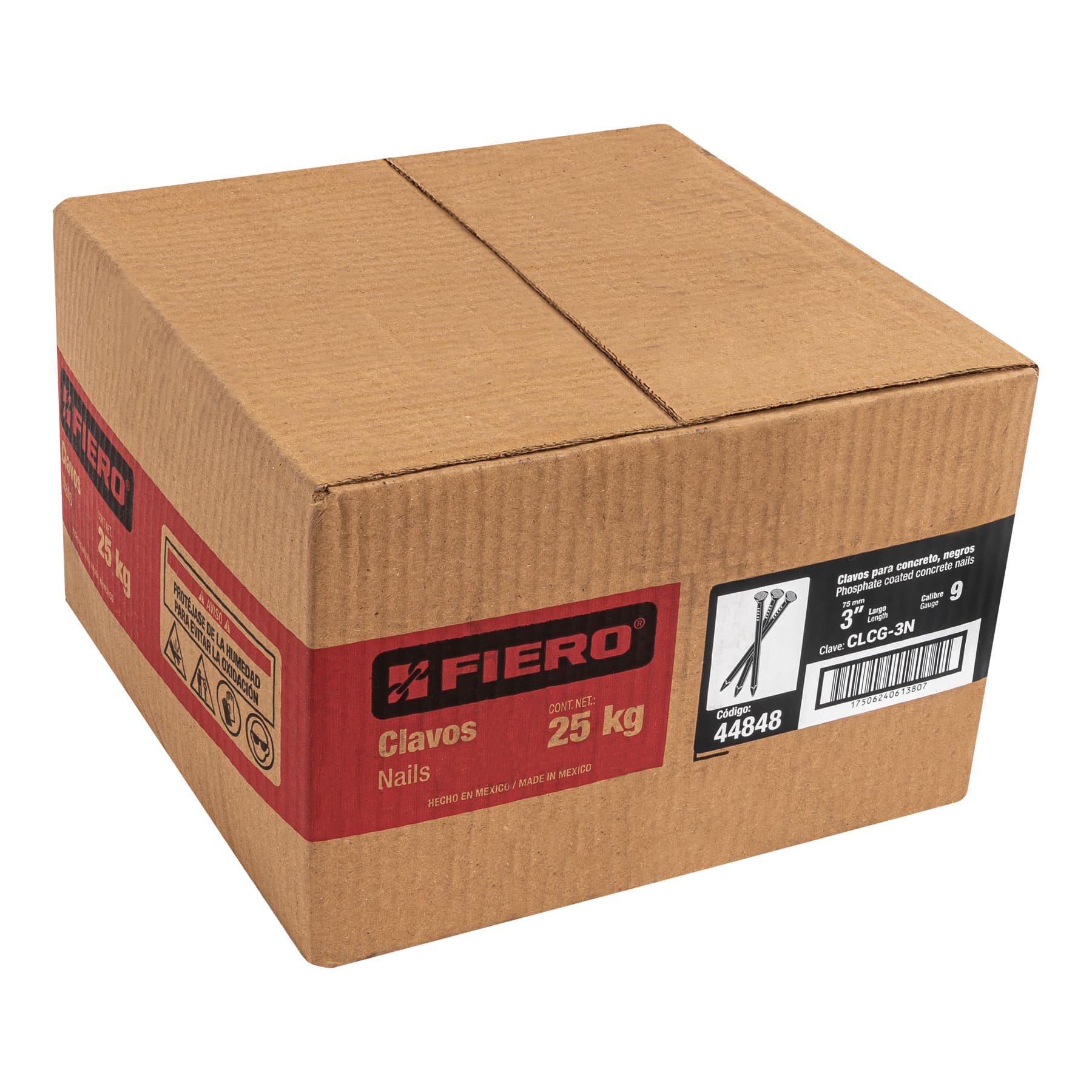 Fiero CLCG-3N Caja de 25 Kilos de clavo para concreto 3' negro