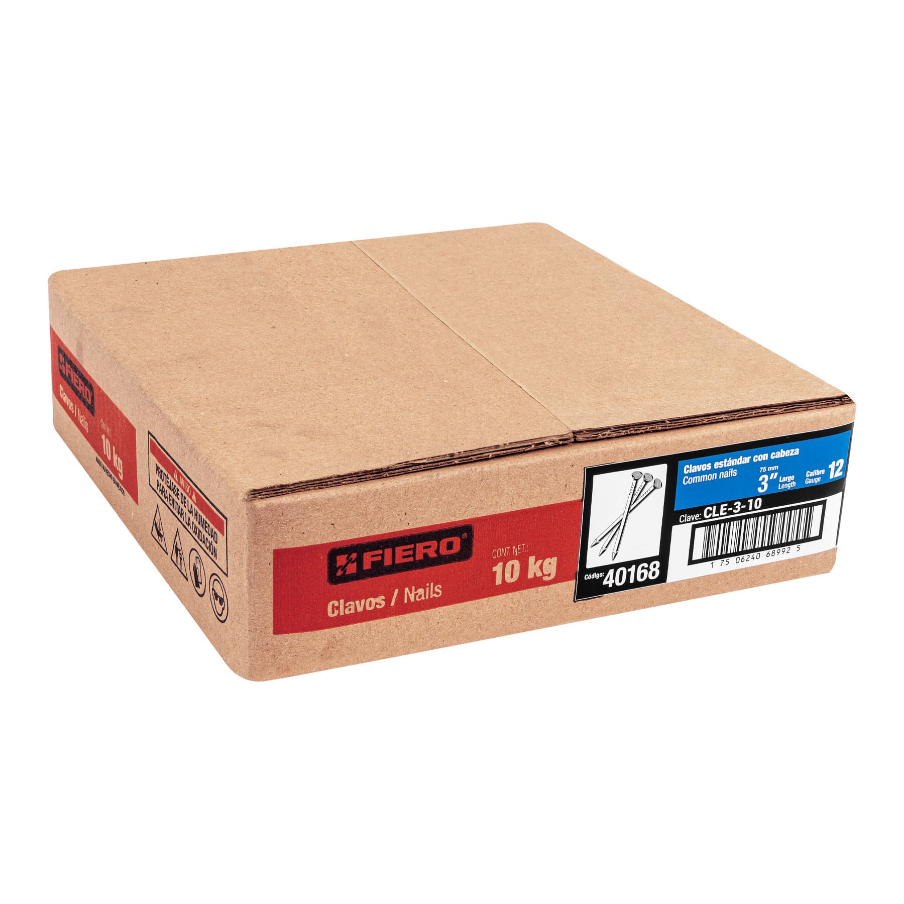 Fiero CLE-3-10 Caja de 10 kg de clavo estándar 3' con cabeza