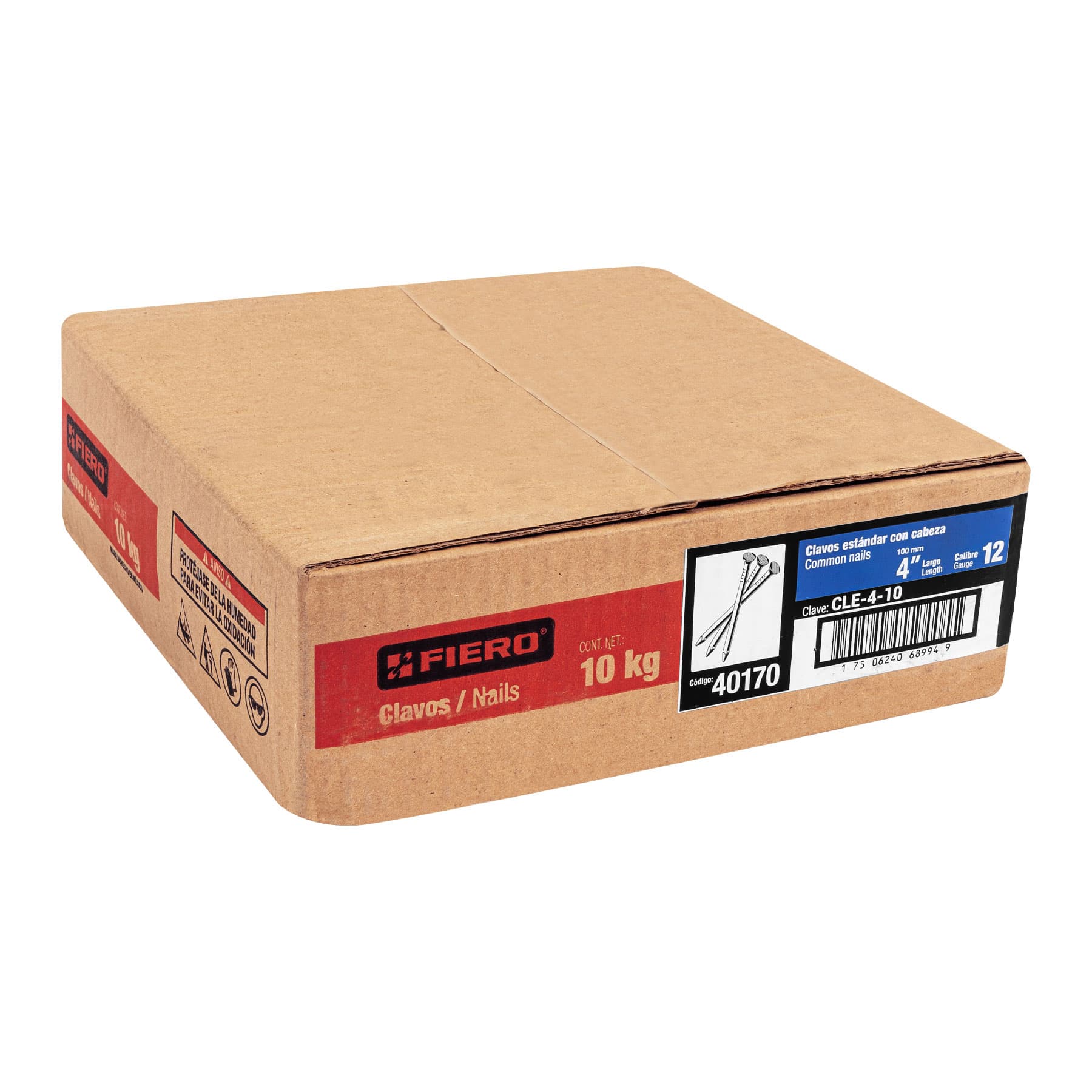 Fiero CLE-4-10 Caja de 10 kg de clavo estándar 4' con cabeza