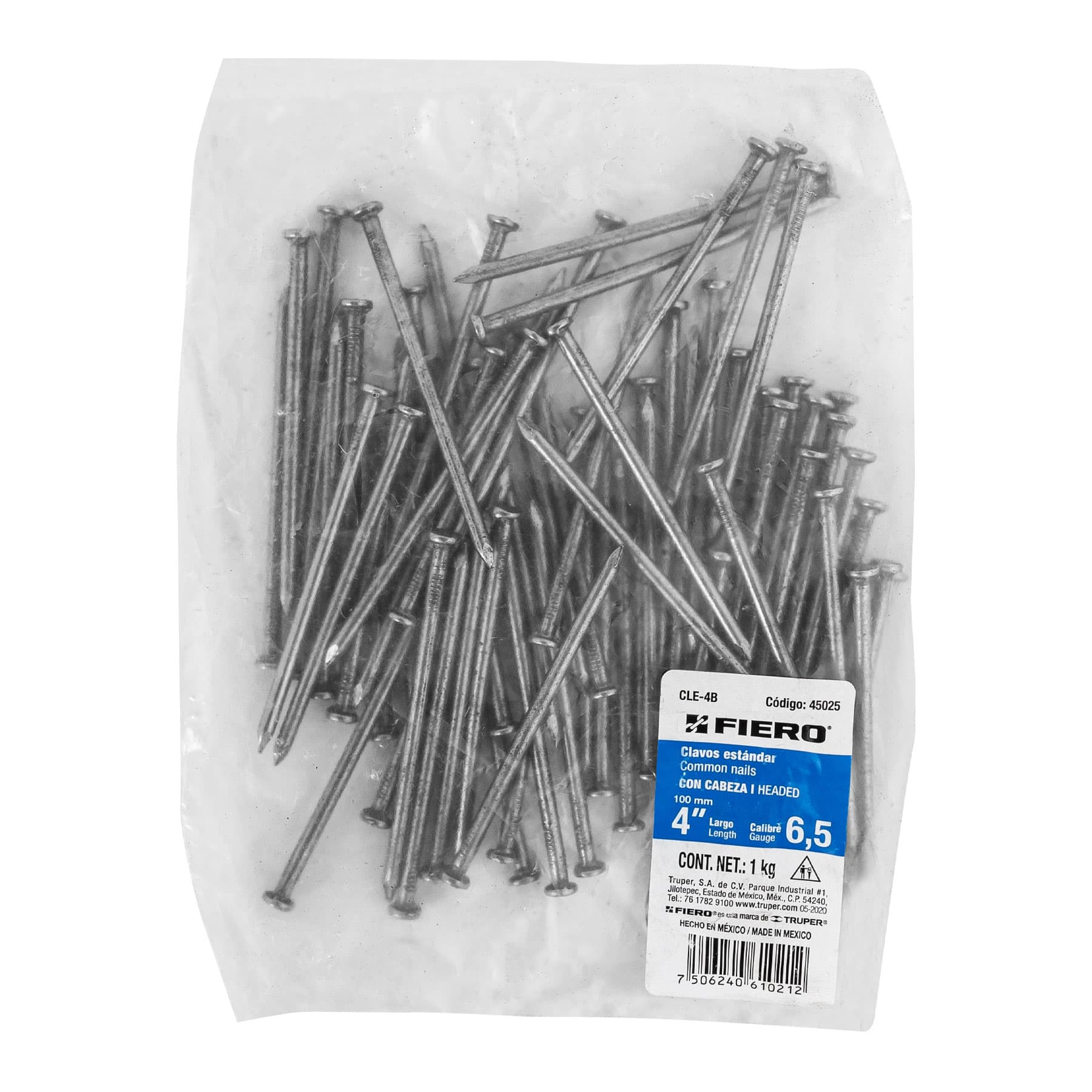 Fiero CLE-4B Bolsa con 1 kg de clavo estándar 4' con cabeza