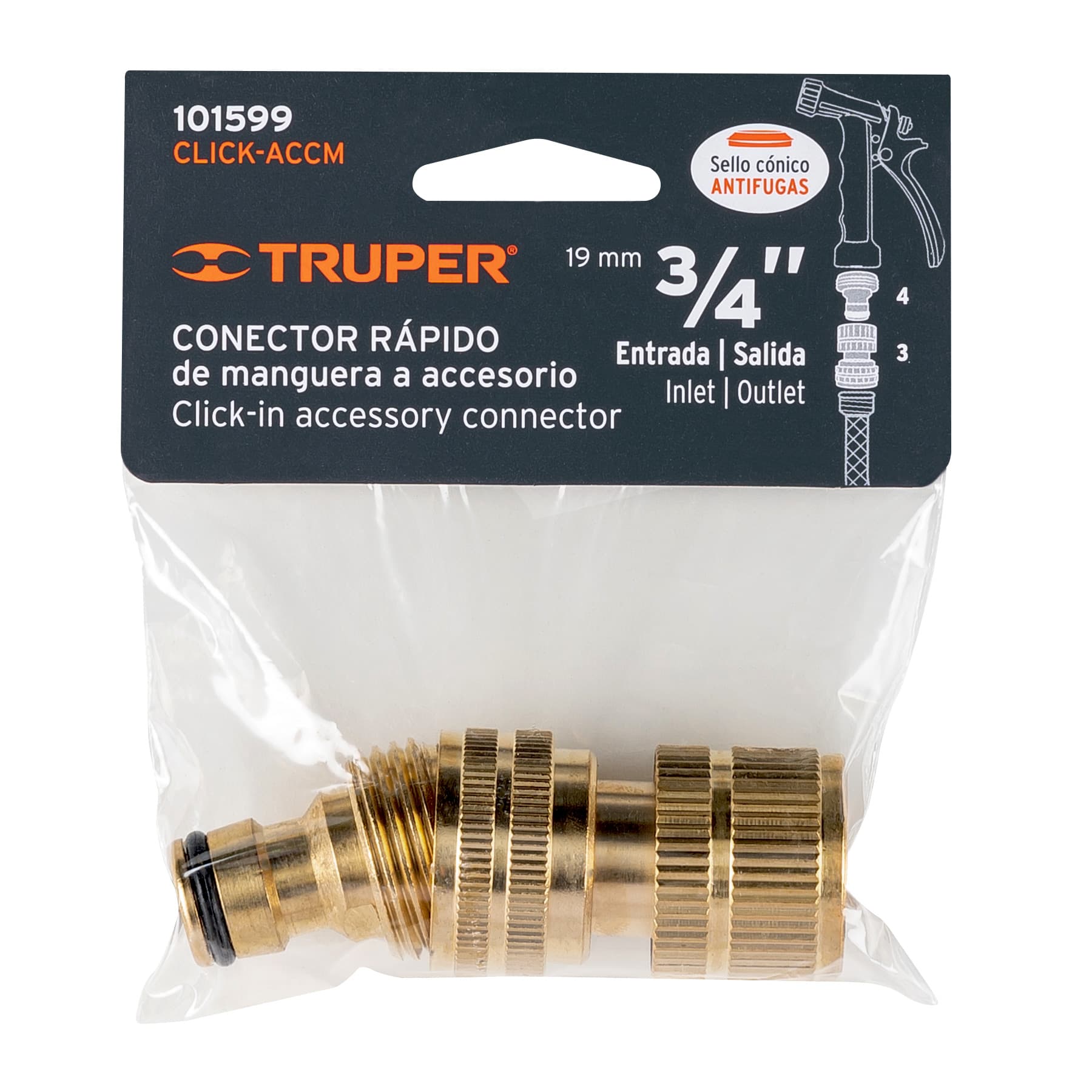 Truper CLICK-ACCM Conector 3/4' rápido de latón manguera-acc. sistema click